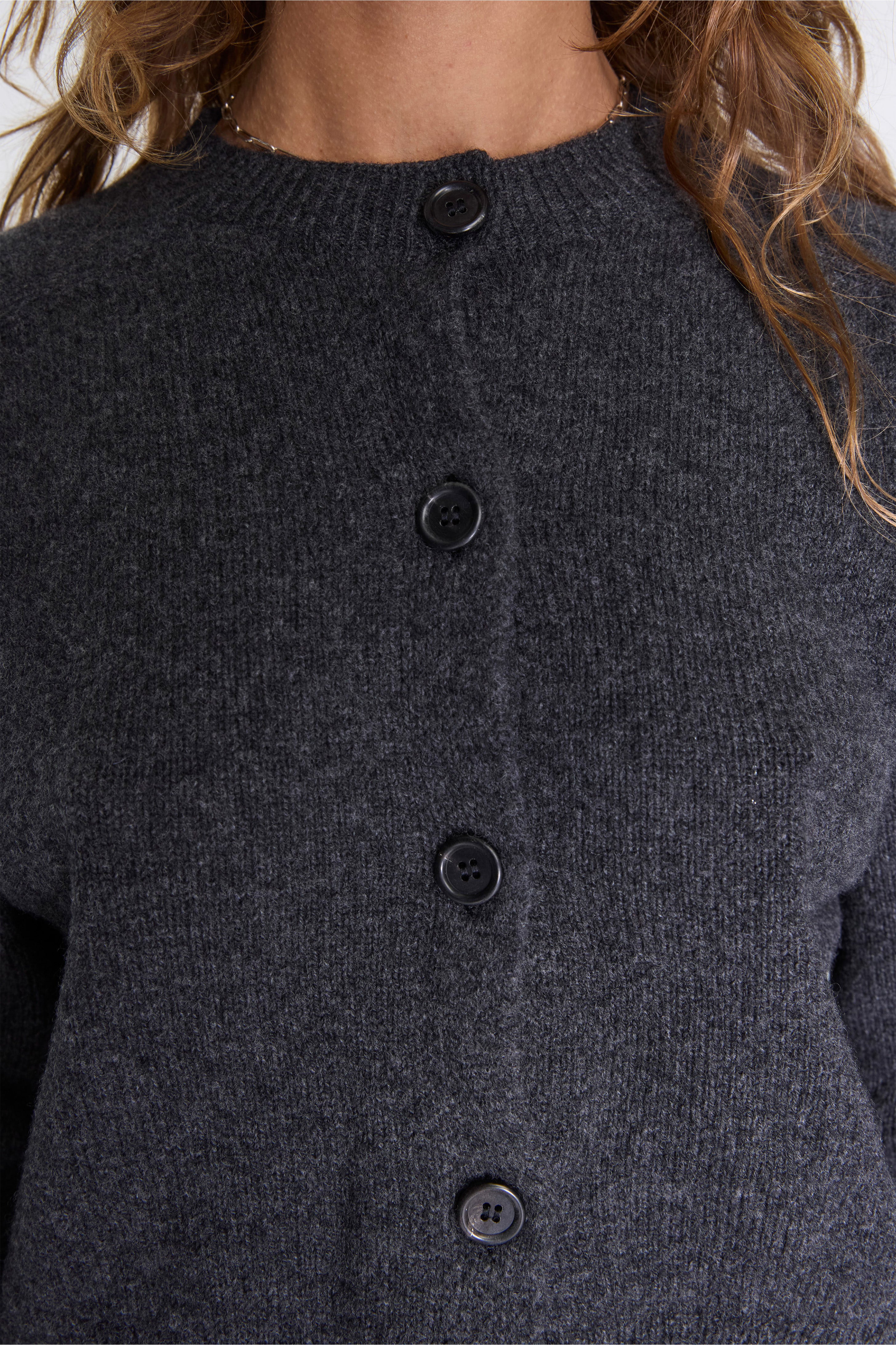 Small Crew Neck Cardigan Storm Grey