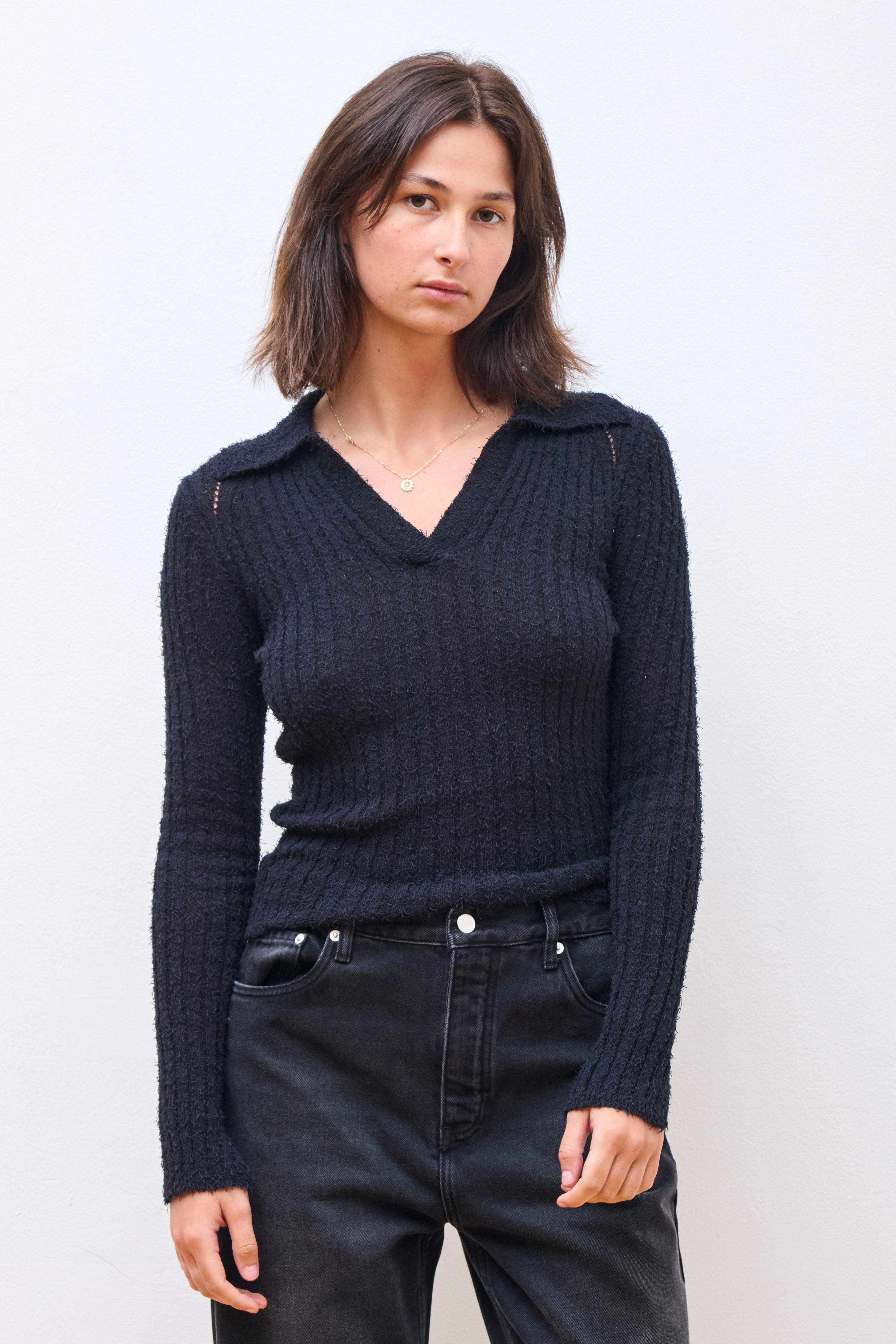 Open Placket Polo Black Snug