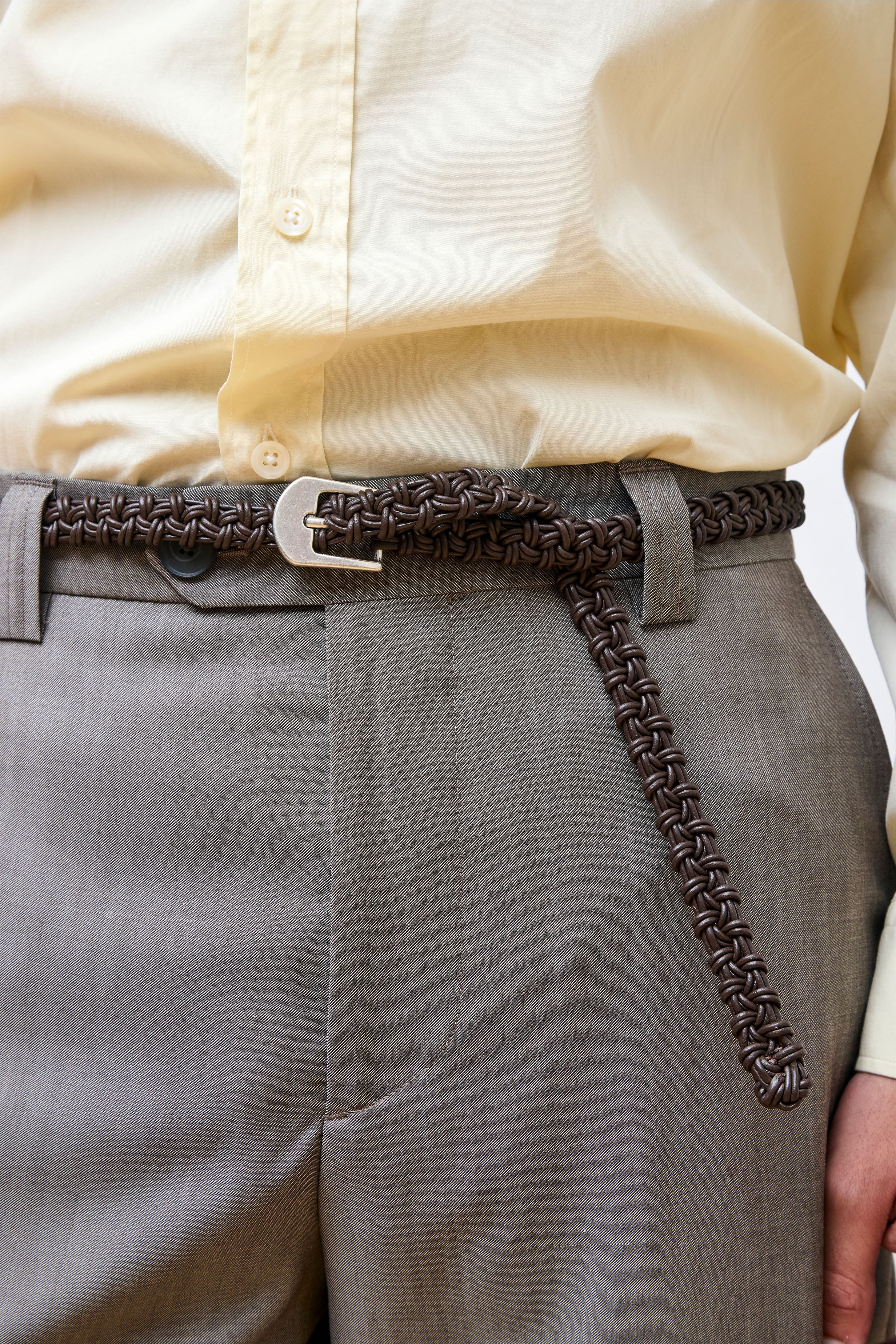Hand-Braided Leather Belt Chocolate Brown