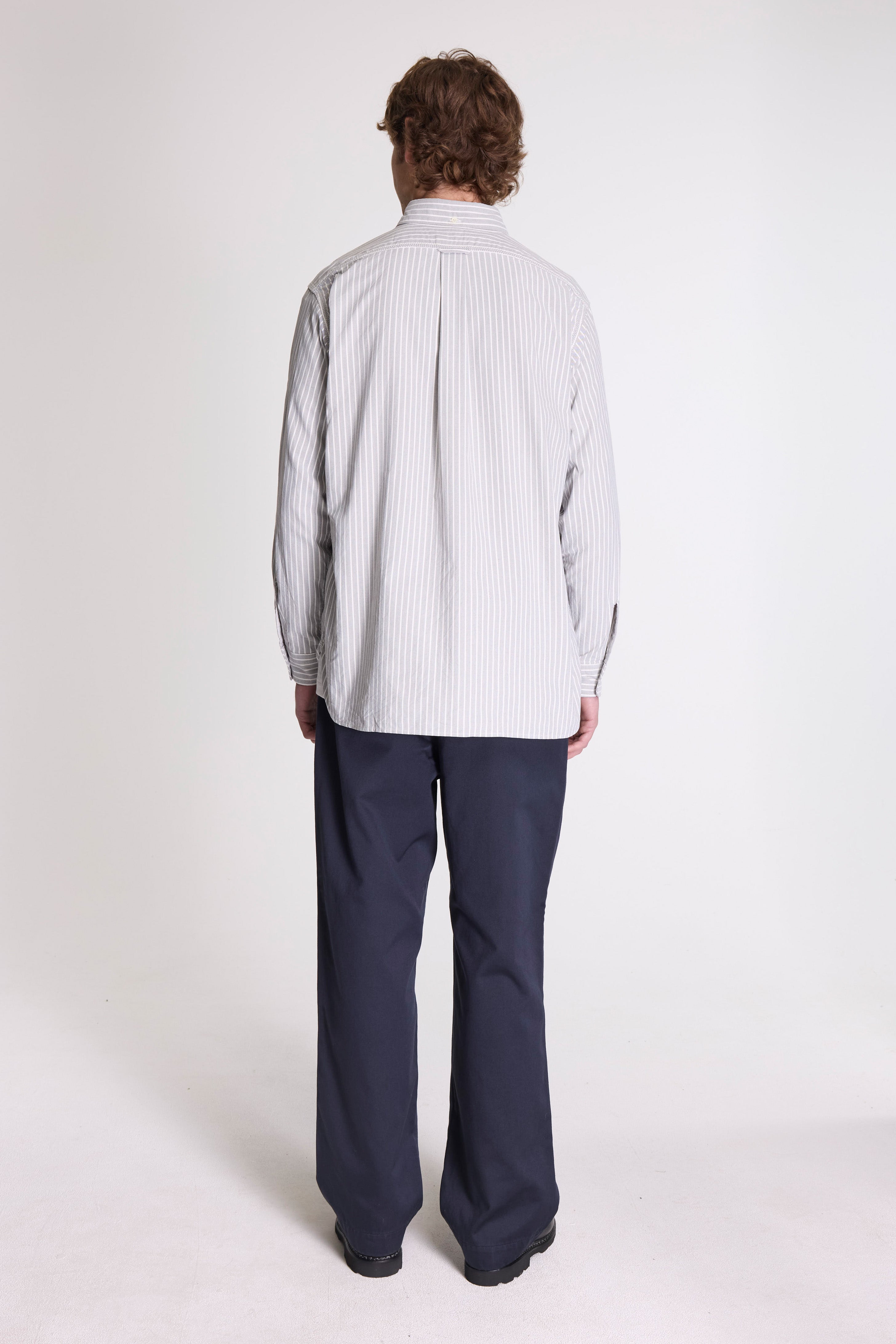 Button Down Stripe Wind Shirt Brown