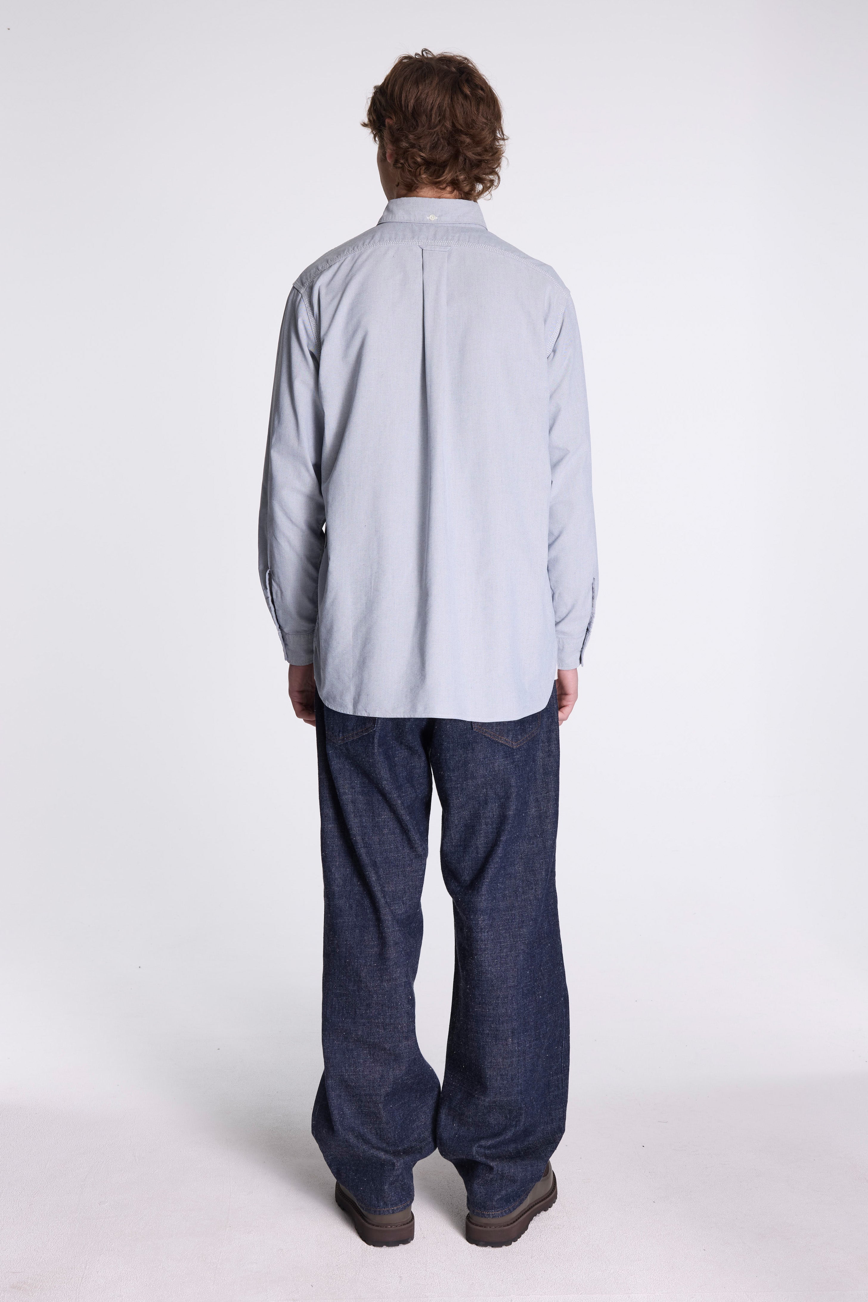 Button Down Wind Shirt Grayish Navy