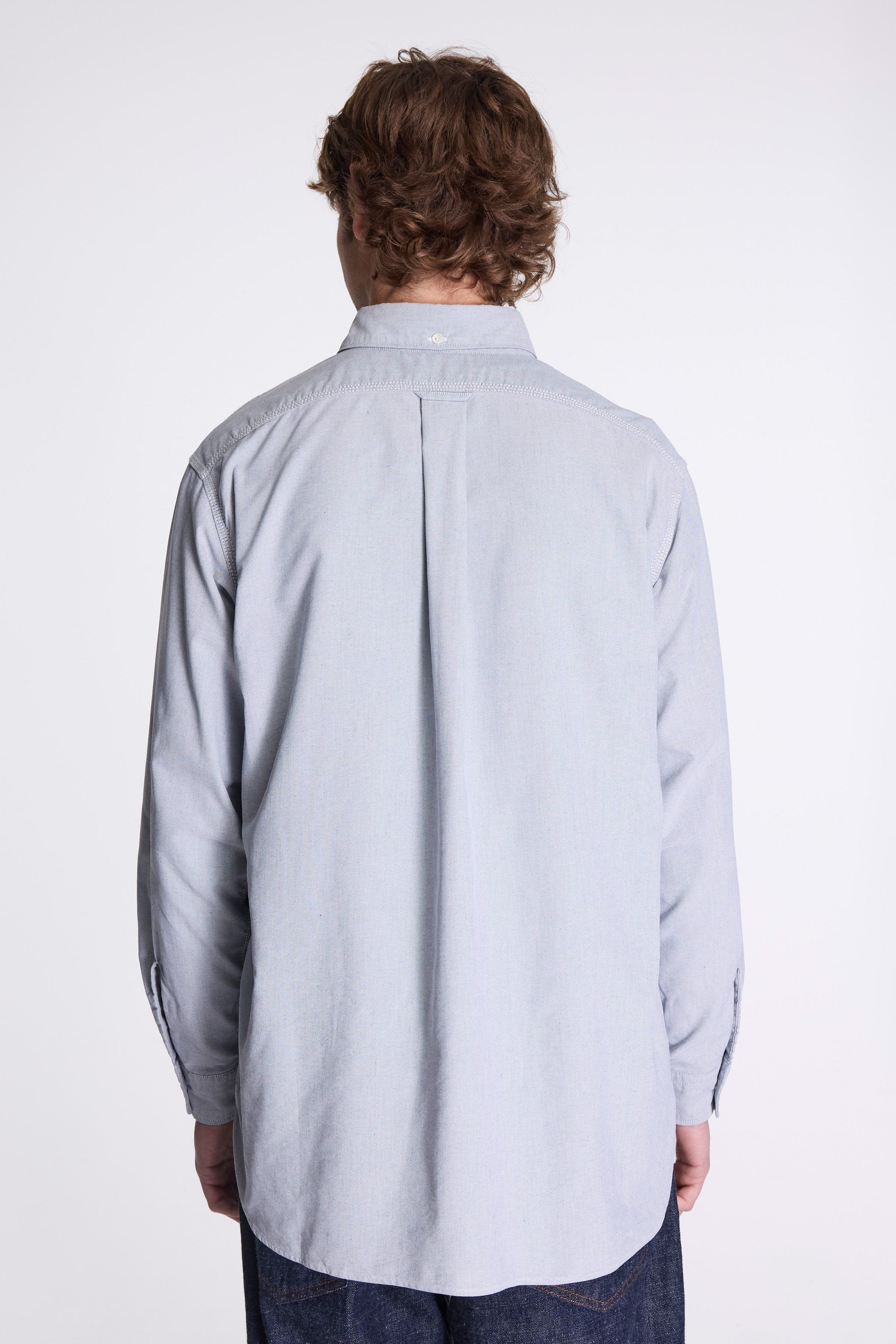 Button Down Wind Shirt Grayish Navy