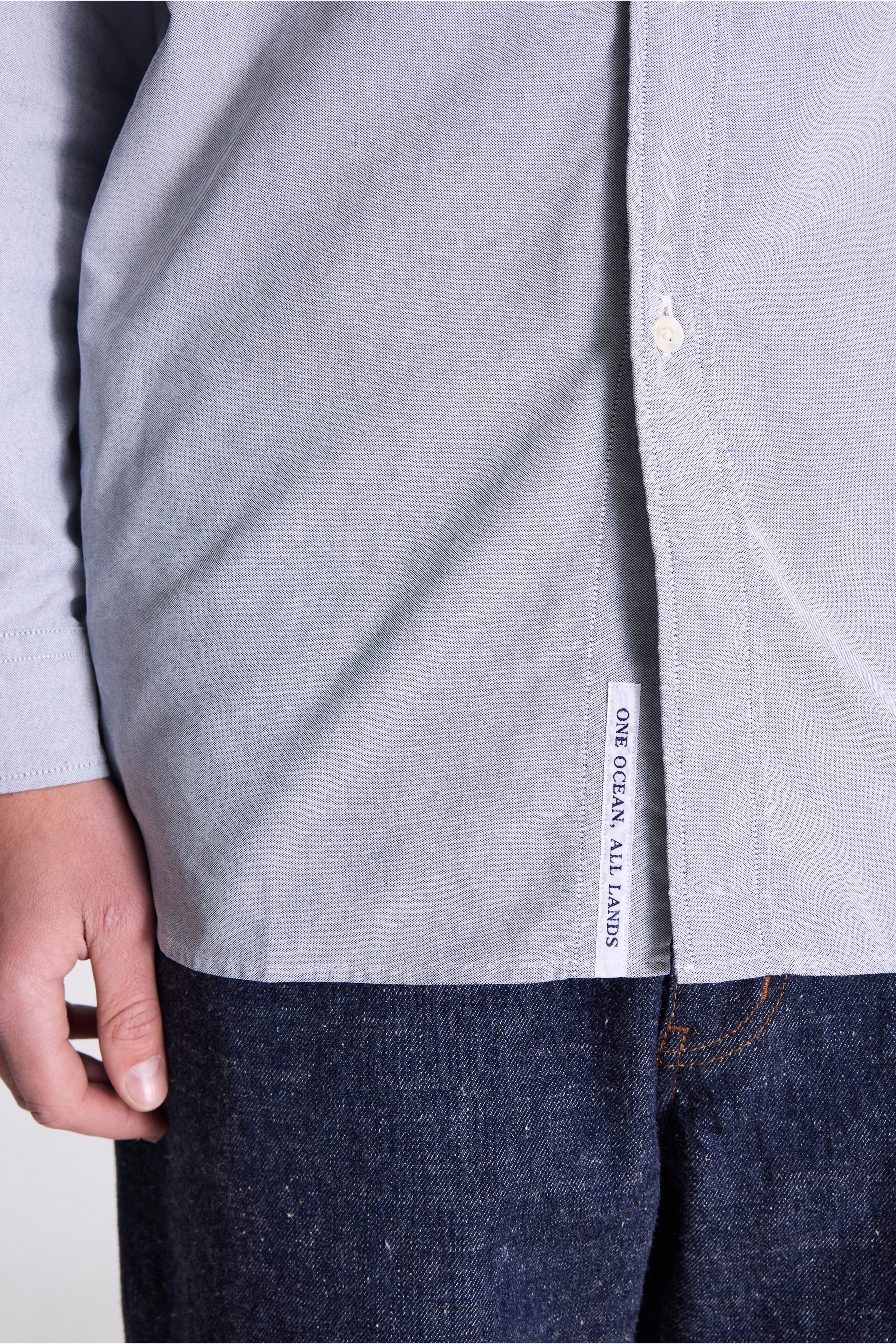 Button Down Wind Shirt Grayish Navy