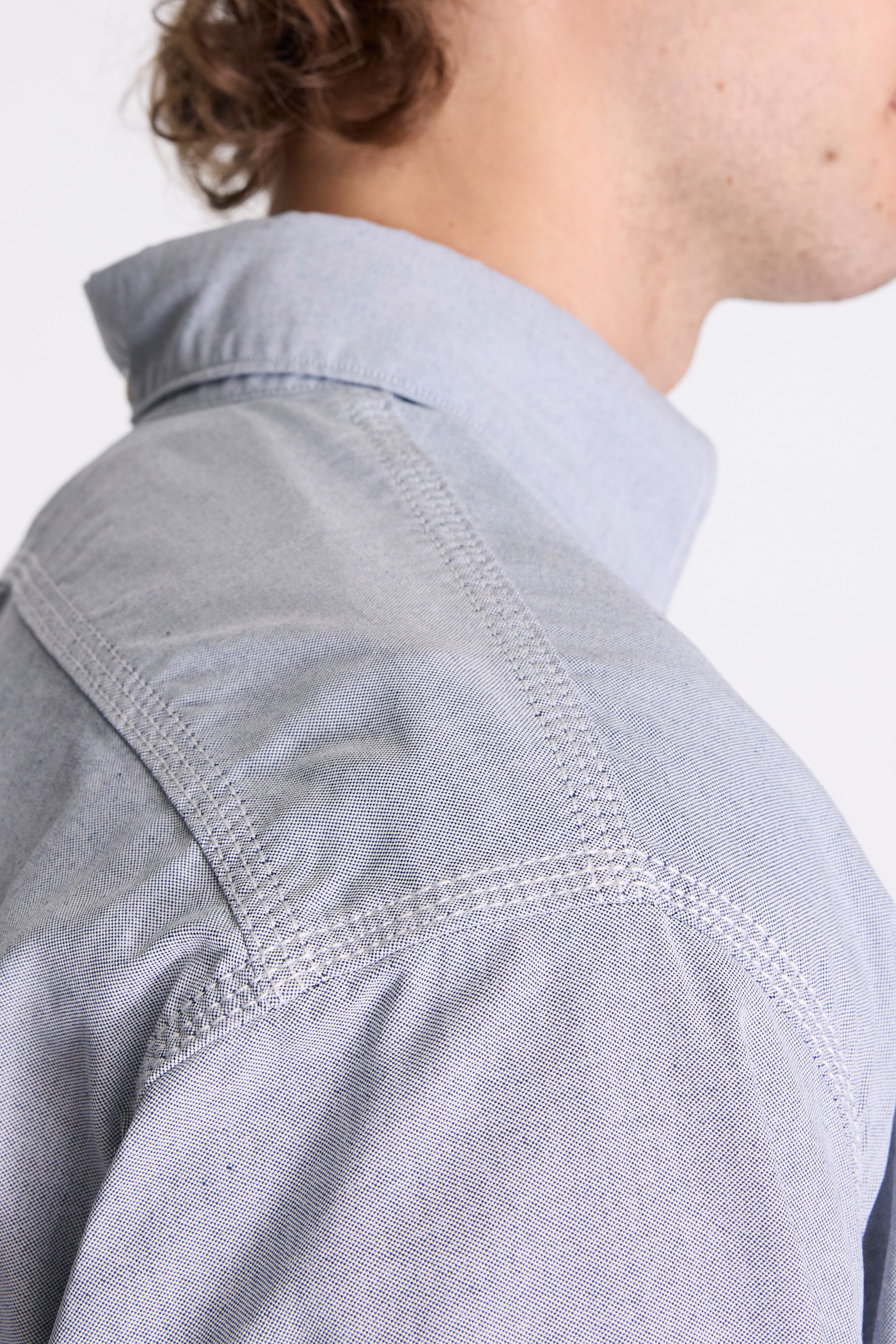 Button Down Wind Shirt Grayish Navy