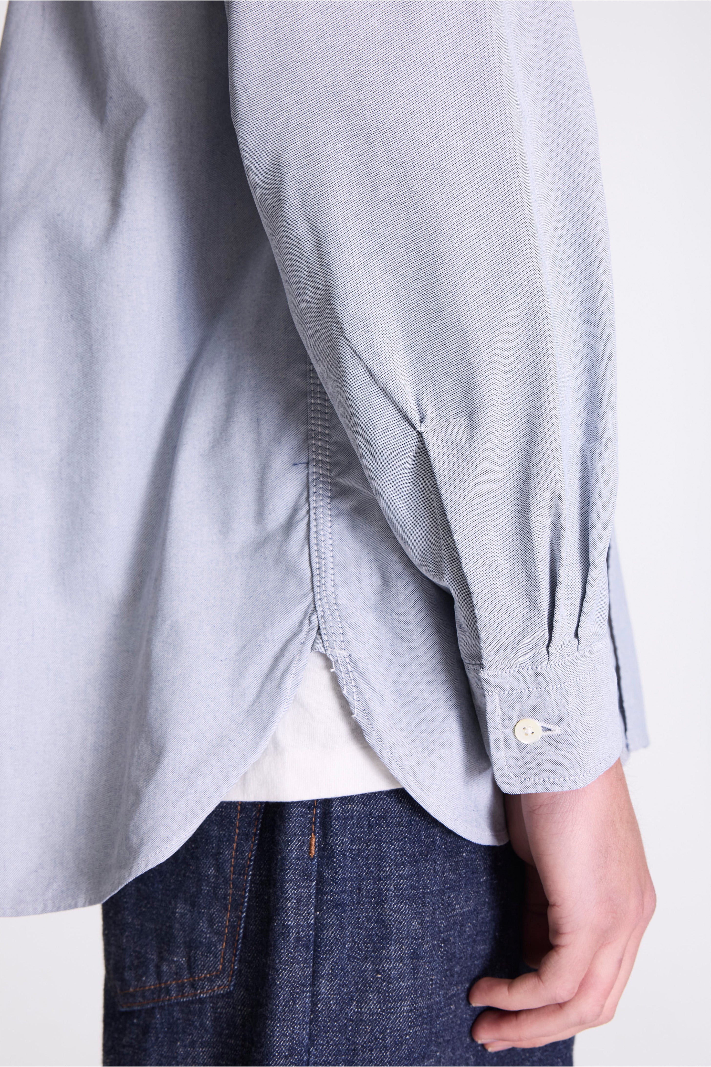 Button Down Wind Shirt Grayish Navy