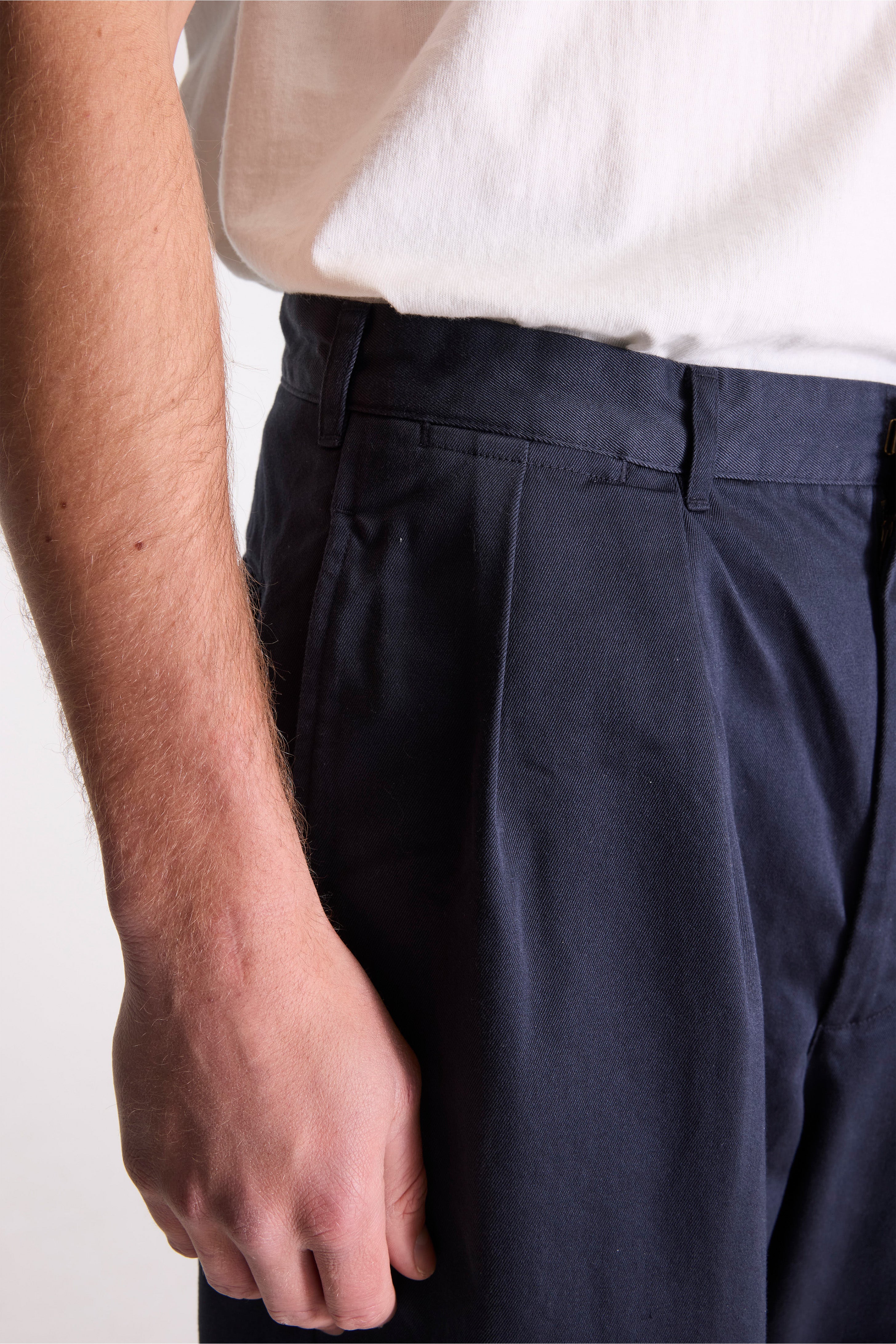 Double Pleated Chino Pants Navy