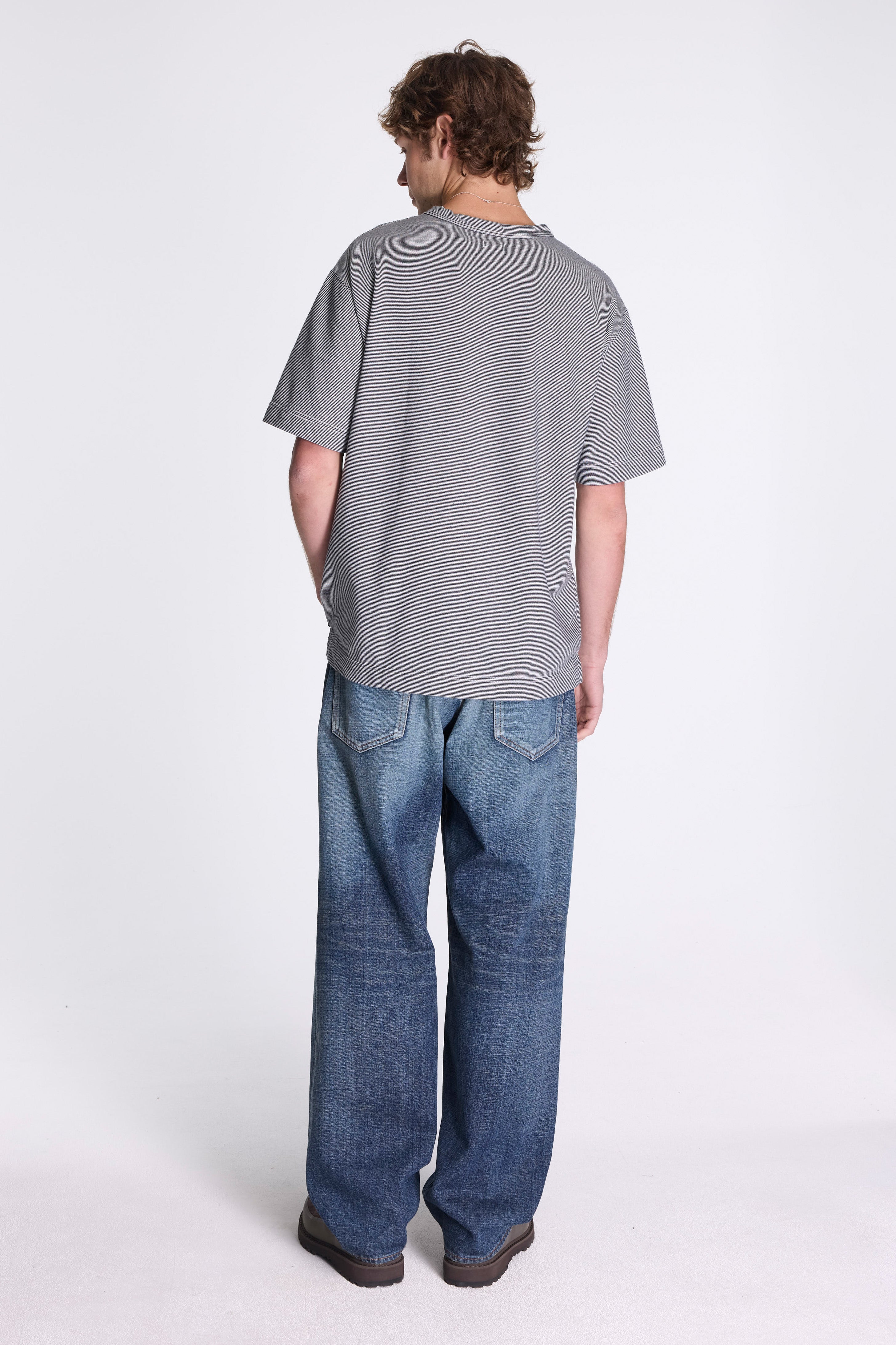 Micro Stripe Pocket Tee Navy/White