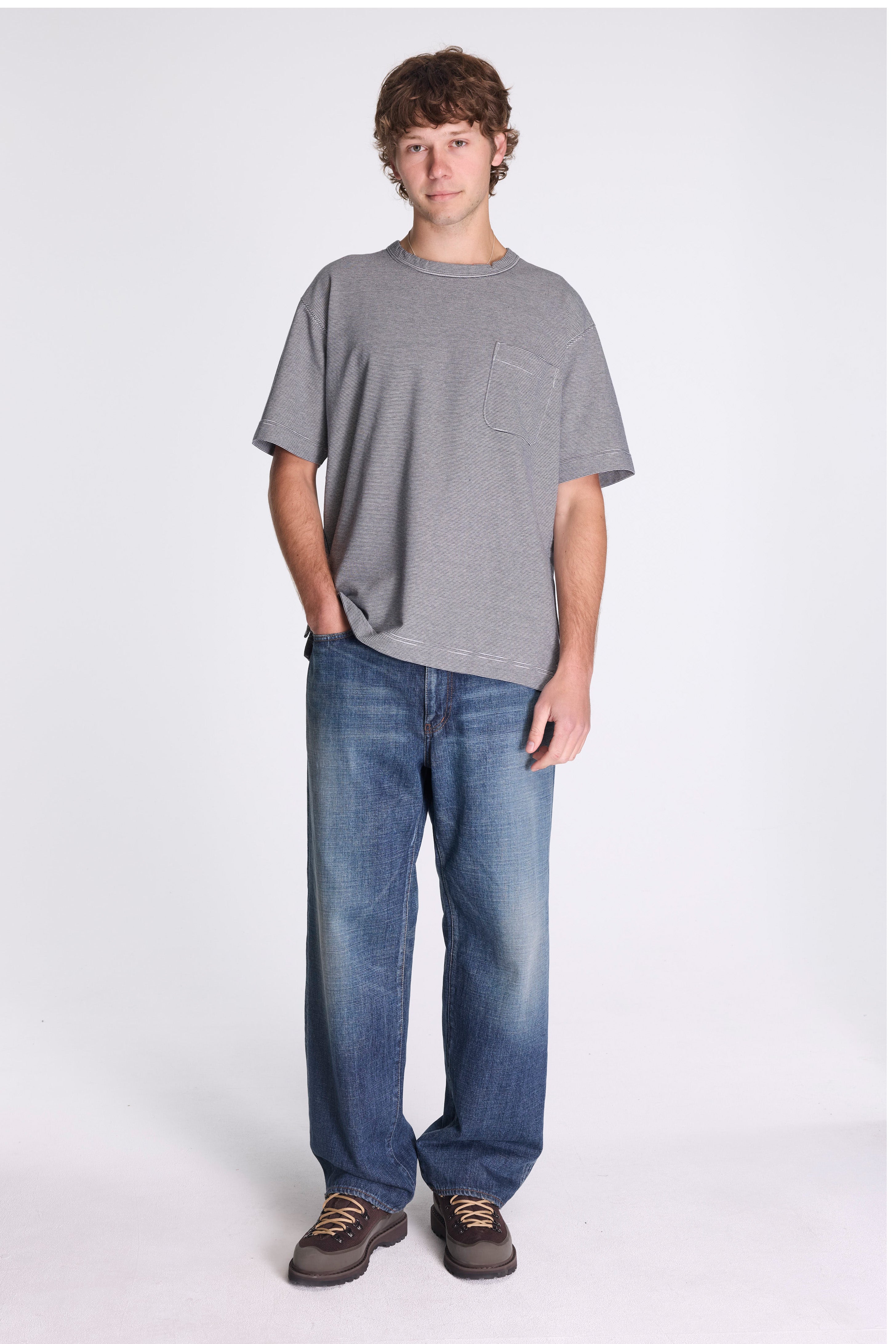 Micro Stripe Pocket Tee Navy/White