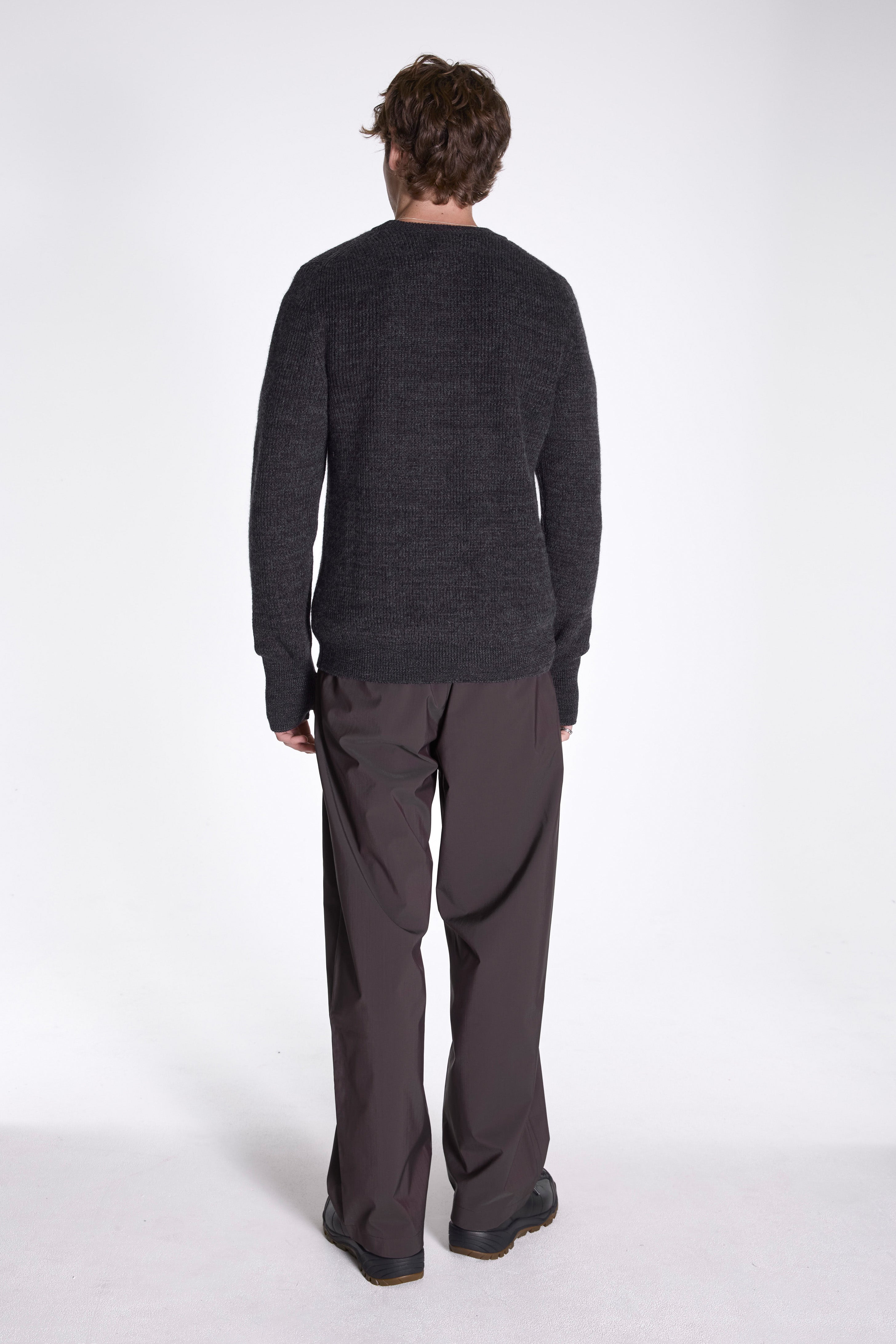 Henning Cotton Wool Rib Sweater Dark Grey Melange