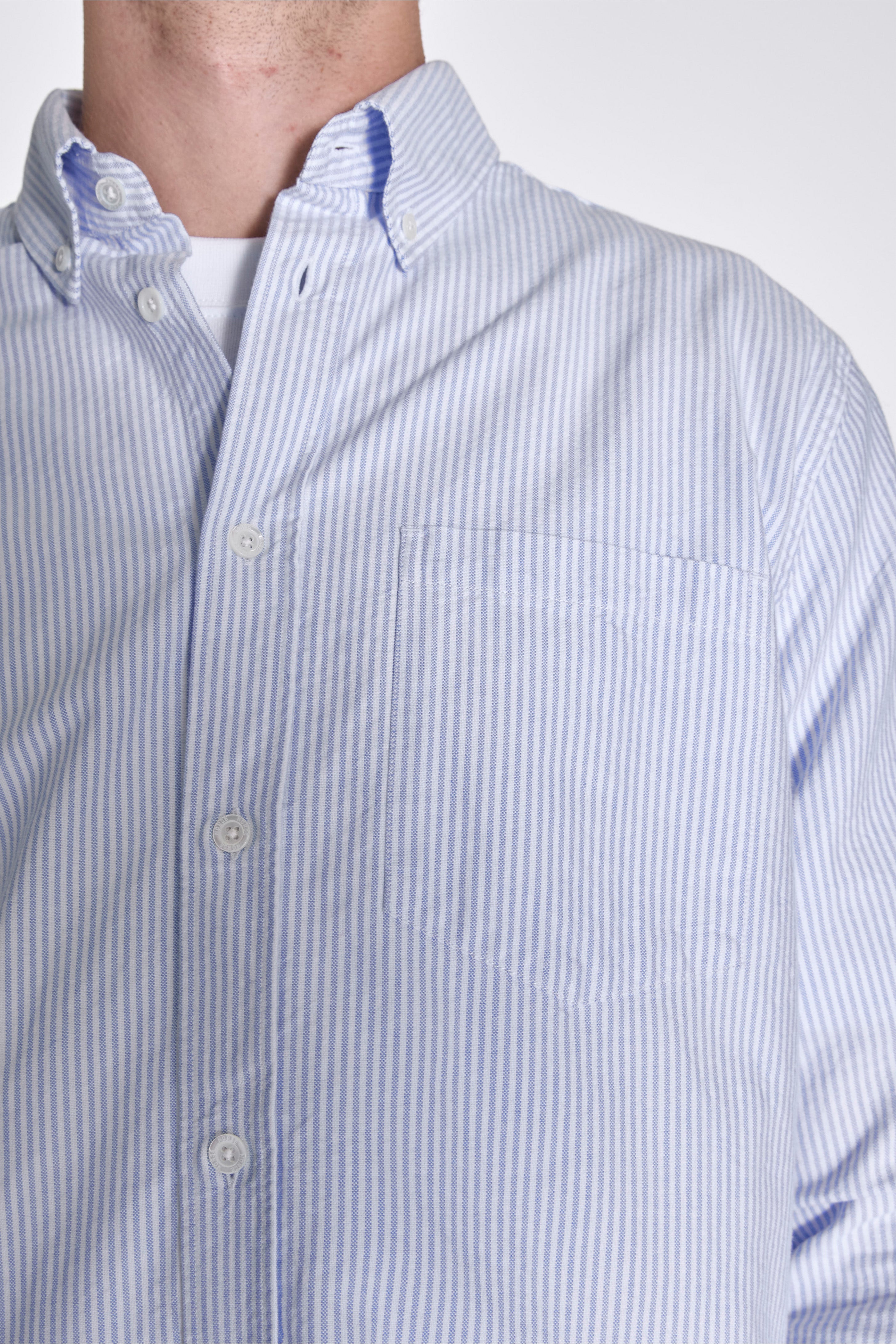 Norse Standard Oxford BD Shirt Pale Blue Stripe