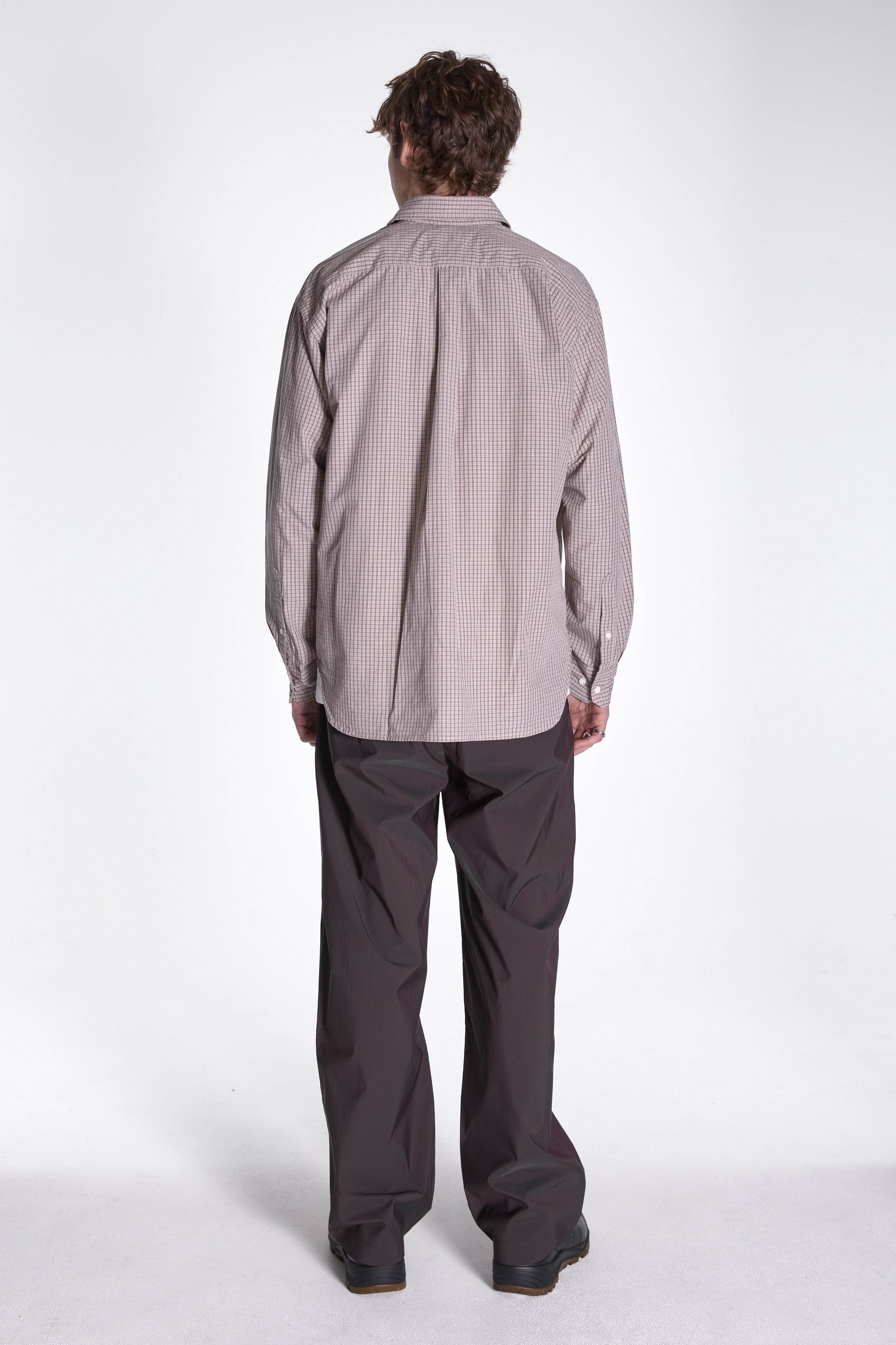 Ole Oversize Poplin Check Shirt Walnut