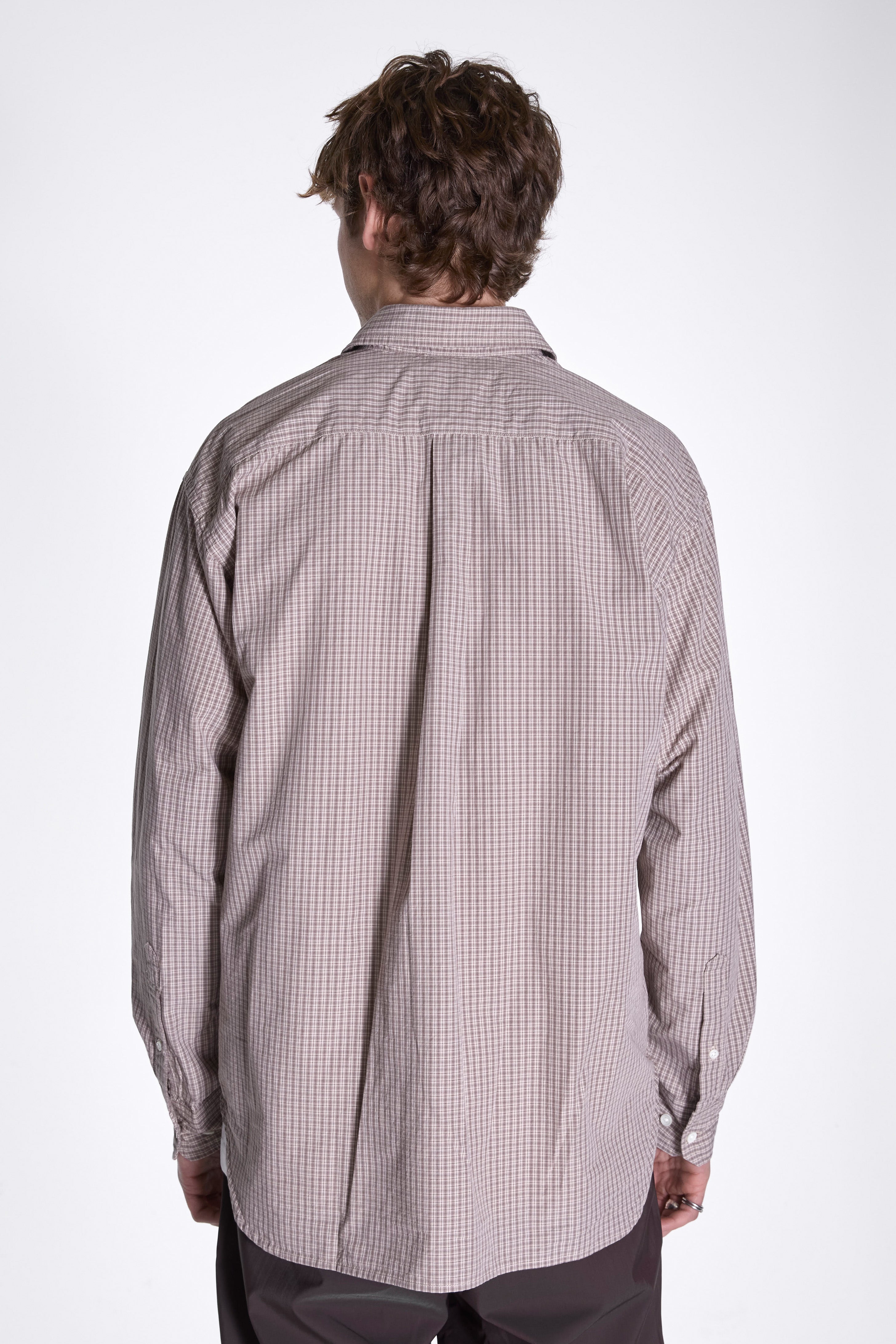 Ole Oversize Poplin Check Shirt Walnut