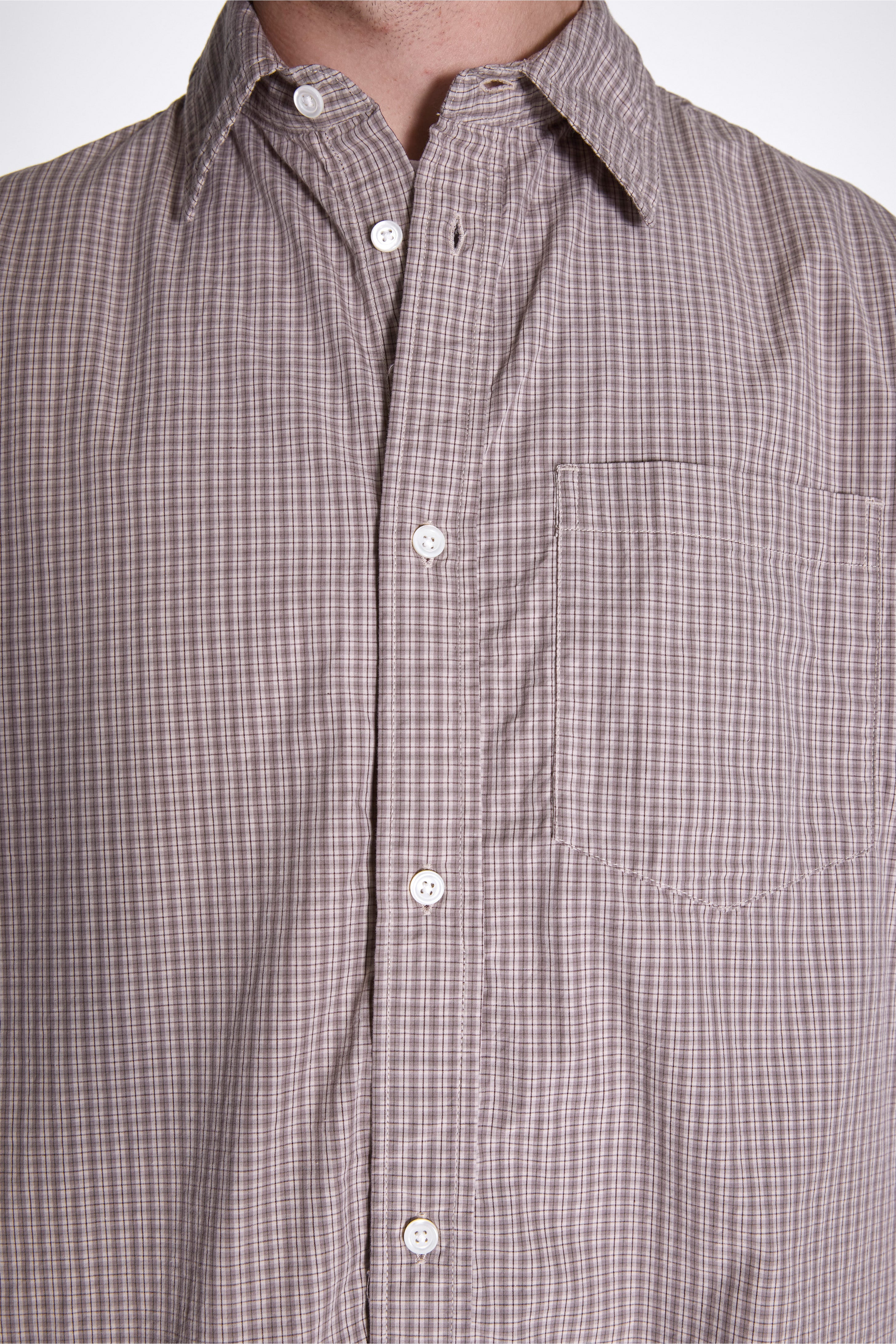 Ole Oversize Poplin Check Shirt Walnut