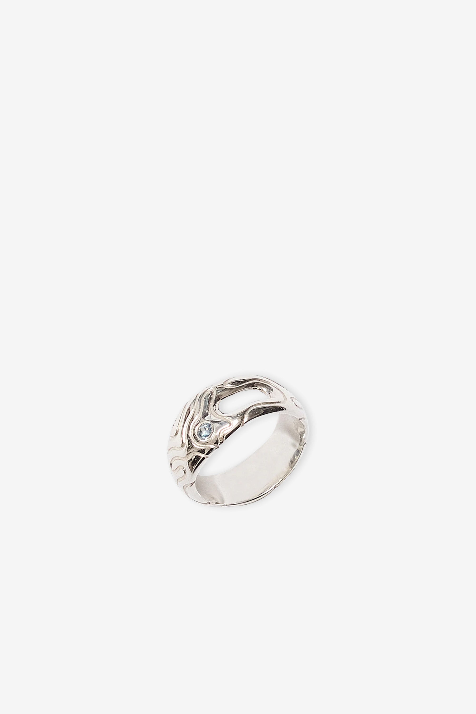 Teal Thin Globe Ring Silver