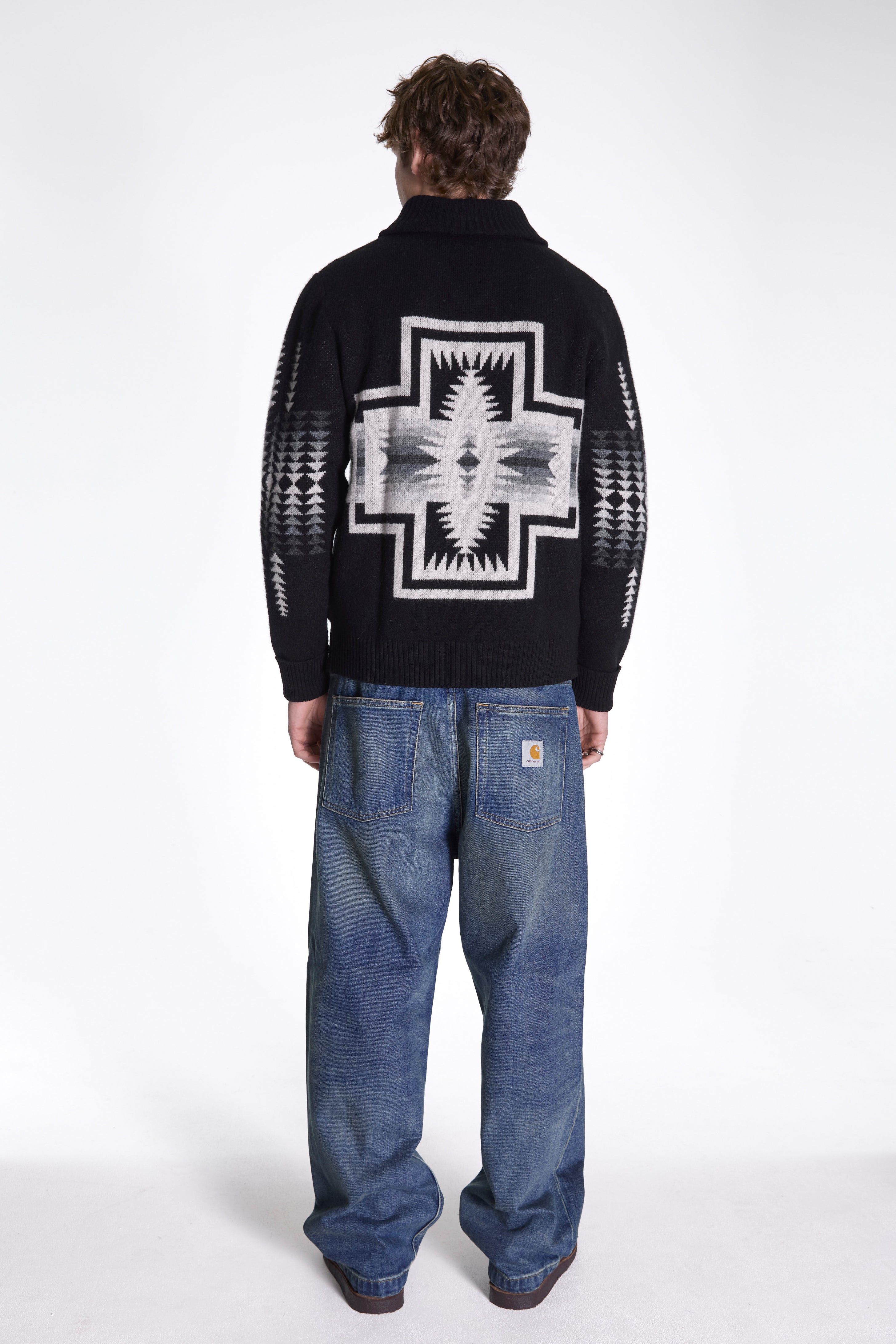 Harding Zip Lambswool Cardigan Harding Black Pearl