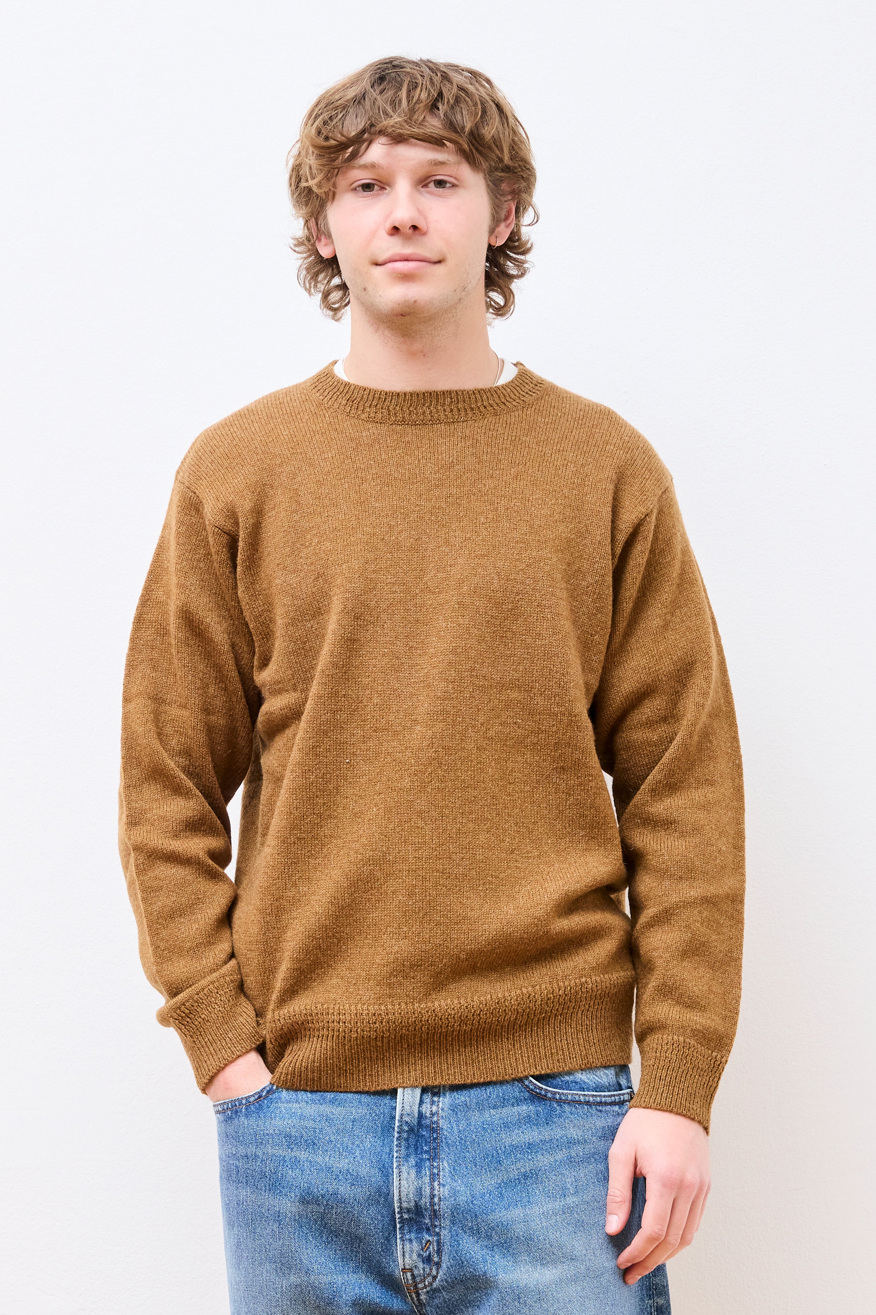 Shetland Wool Crew Carmel Heather