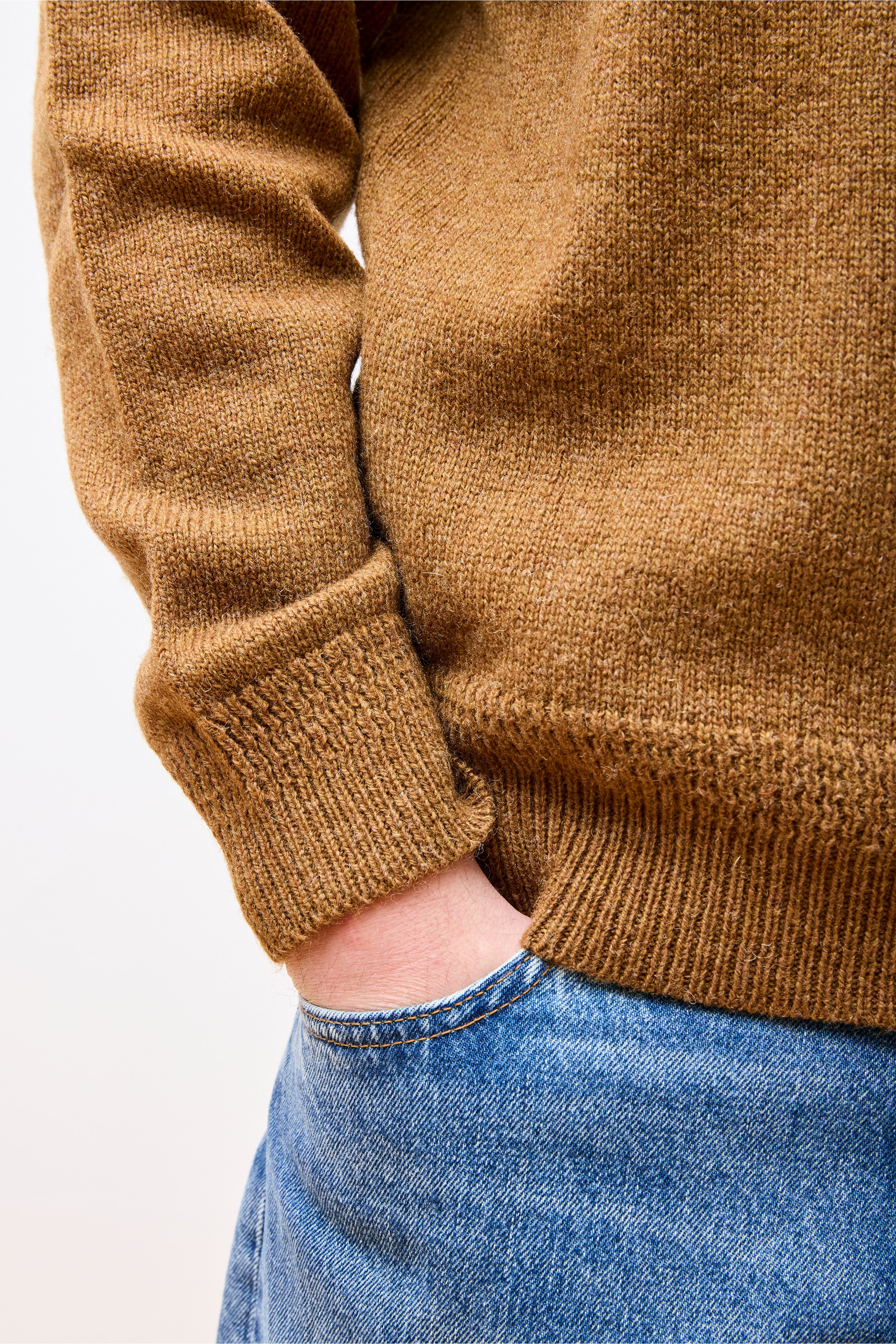 Shetland Wool Crew Carmel Heather