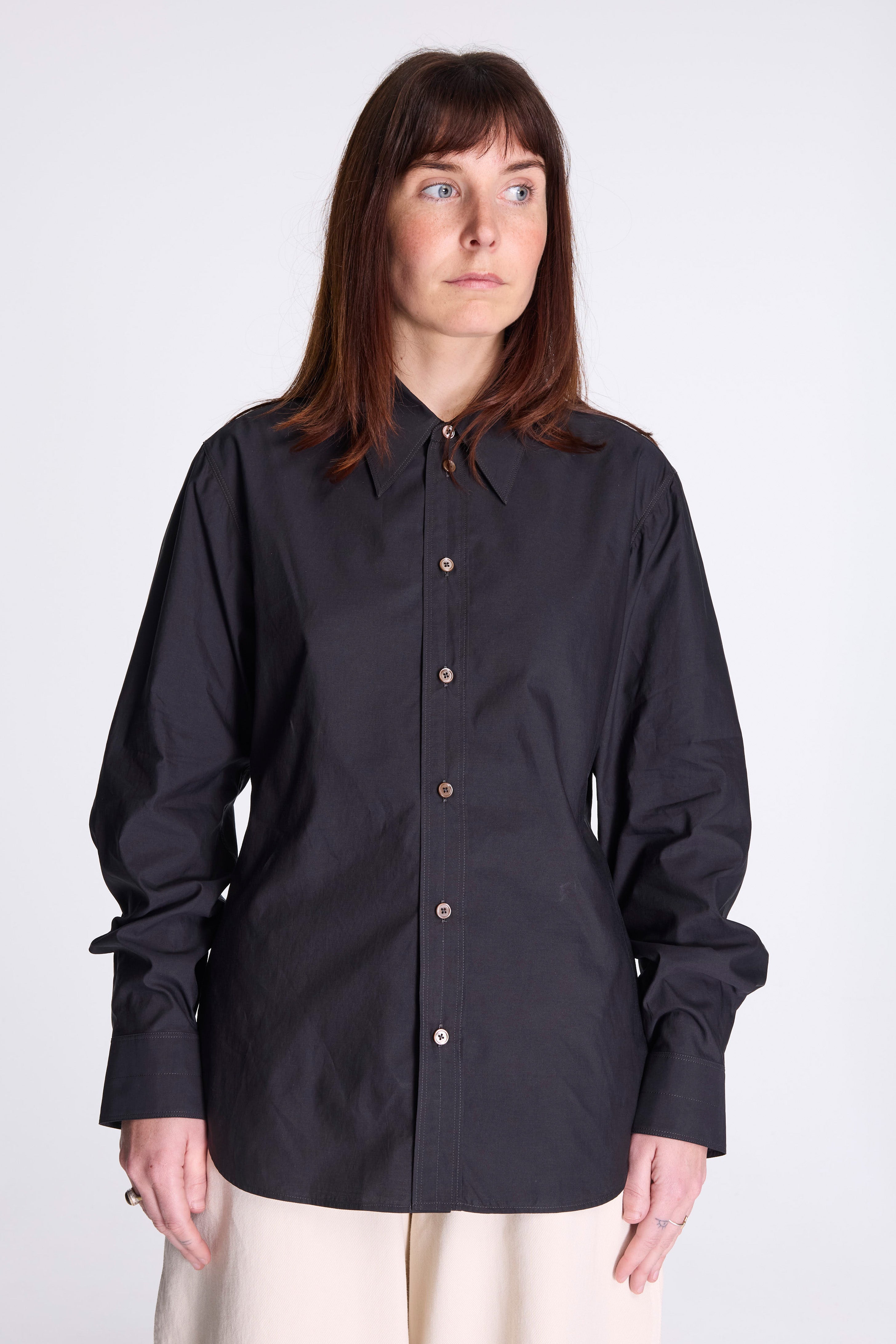 Pointed Collar Shirt Squid Ink