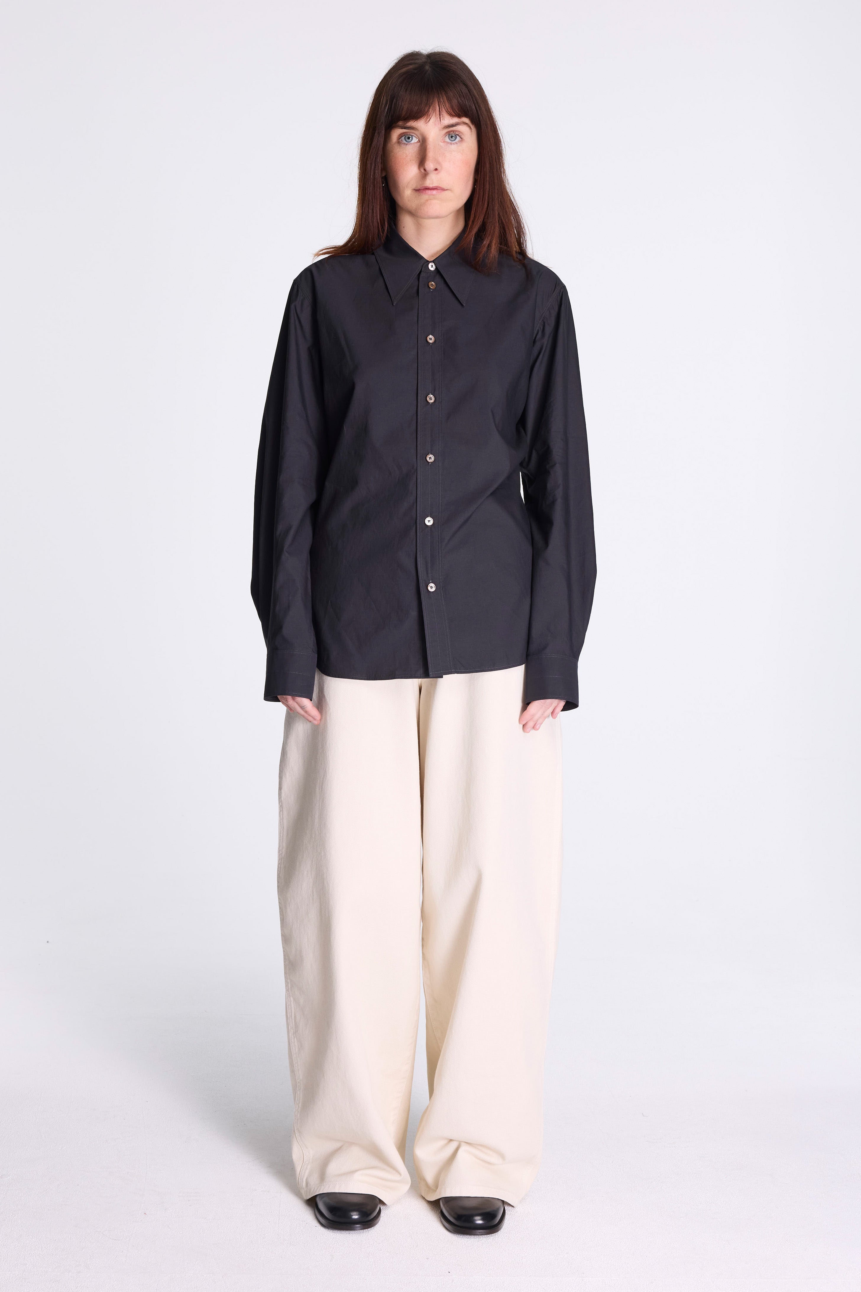 Pointed Collar Shirt Squid Ink