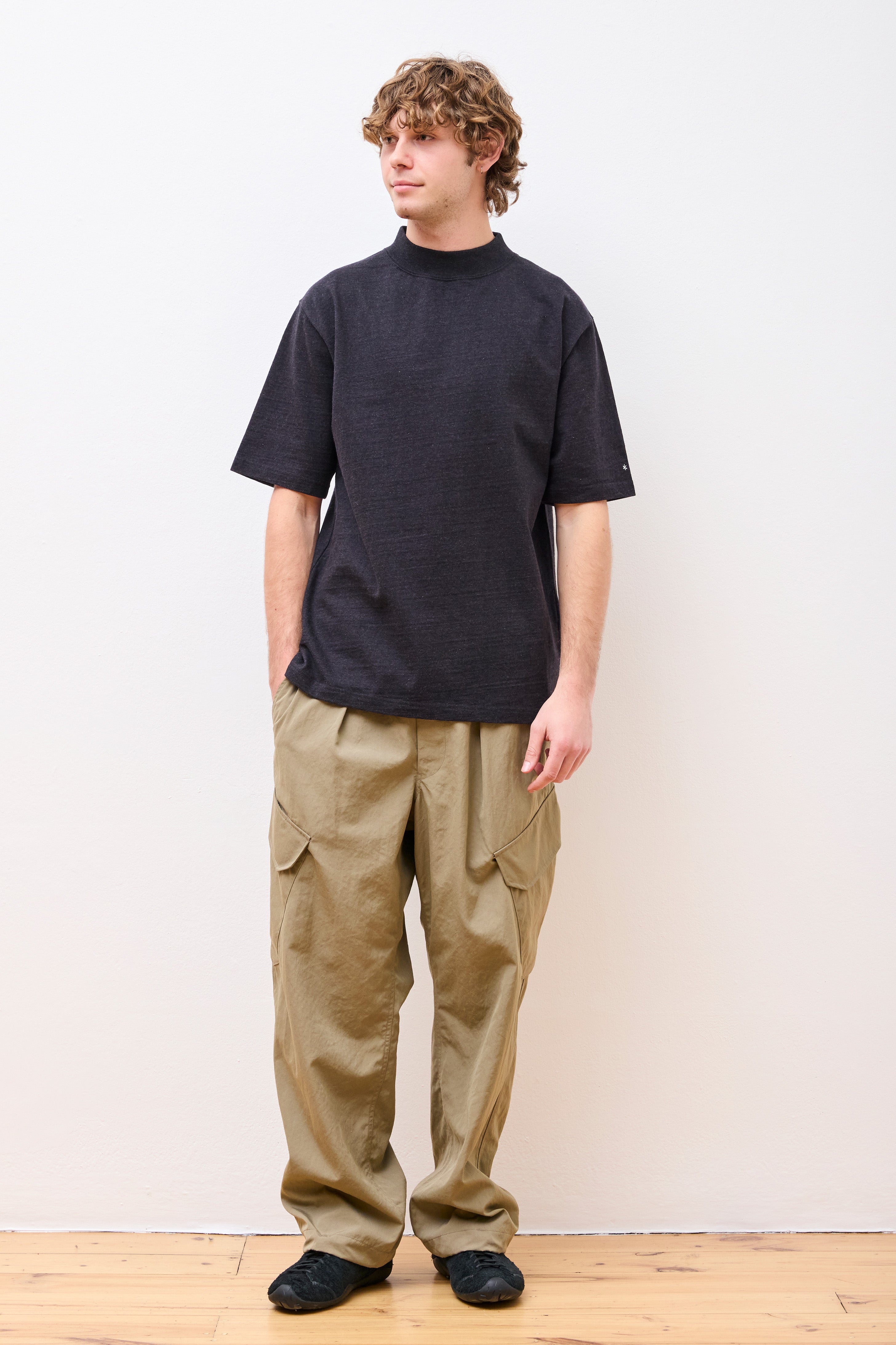 Recycled Cotton Mockneck T-Shirt Black