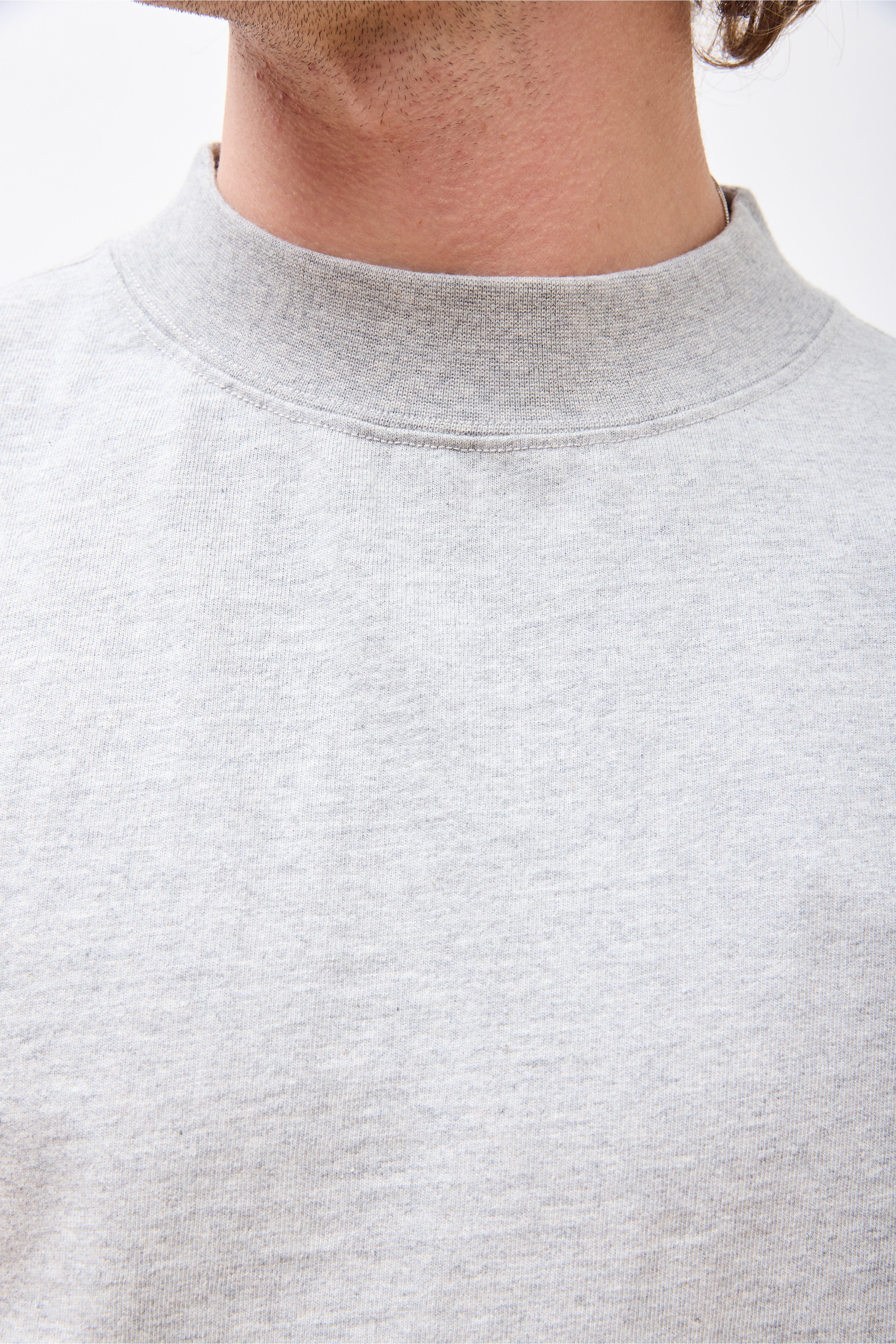 Recycled Cotton Mockneck T-Shirt M.Grey