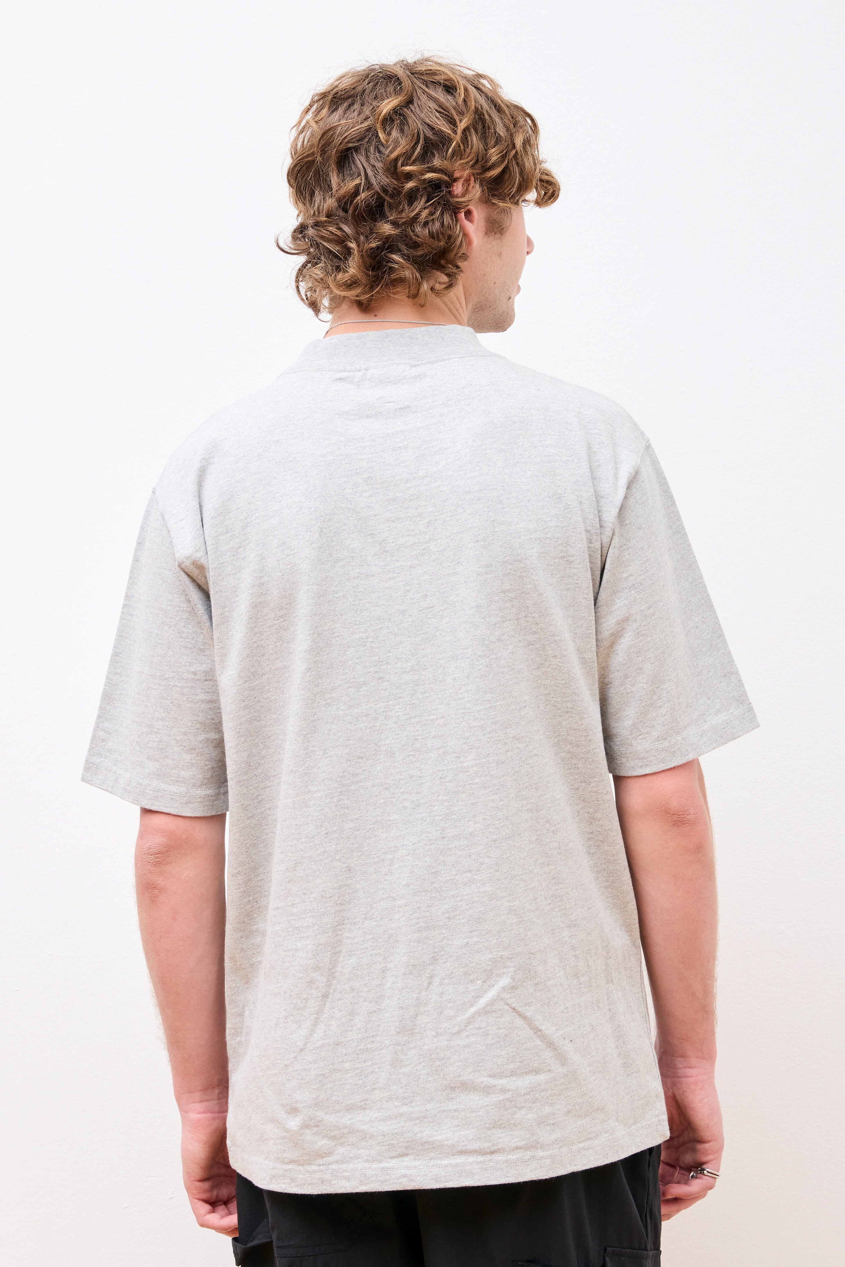 Recycled Cotton Mockneck T-Shirt M.Grey