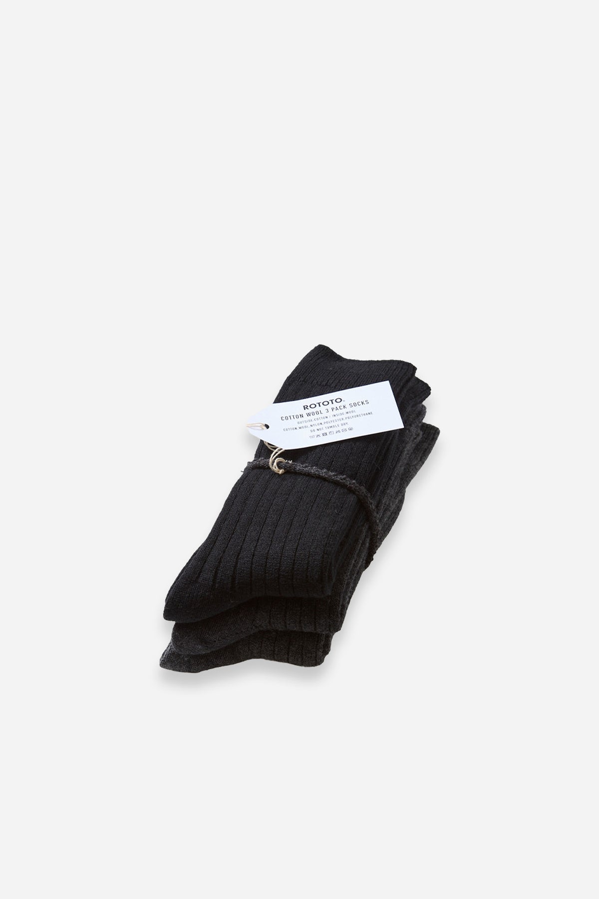 Cotton Wool Ribbed Crew 3 Pack Socks Black Tones