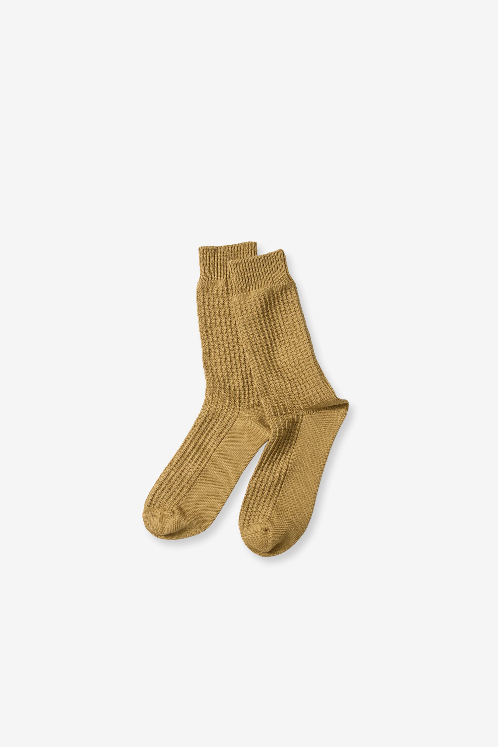 Cotton Waffle Crew Socks L.Olive