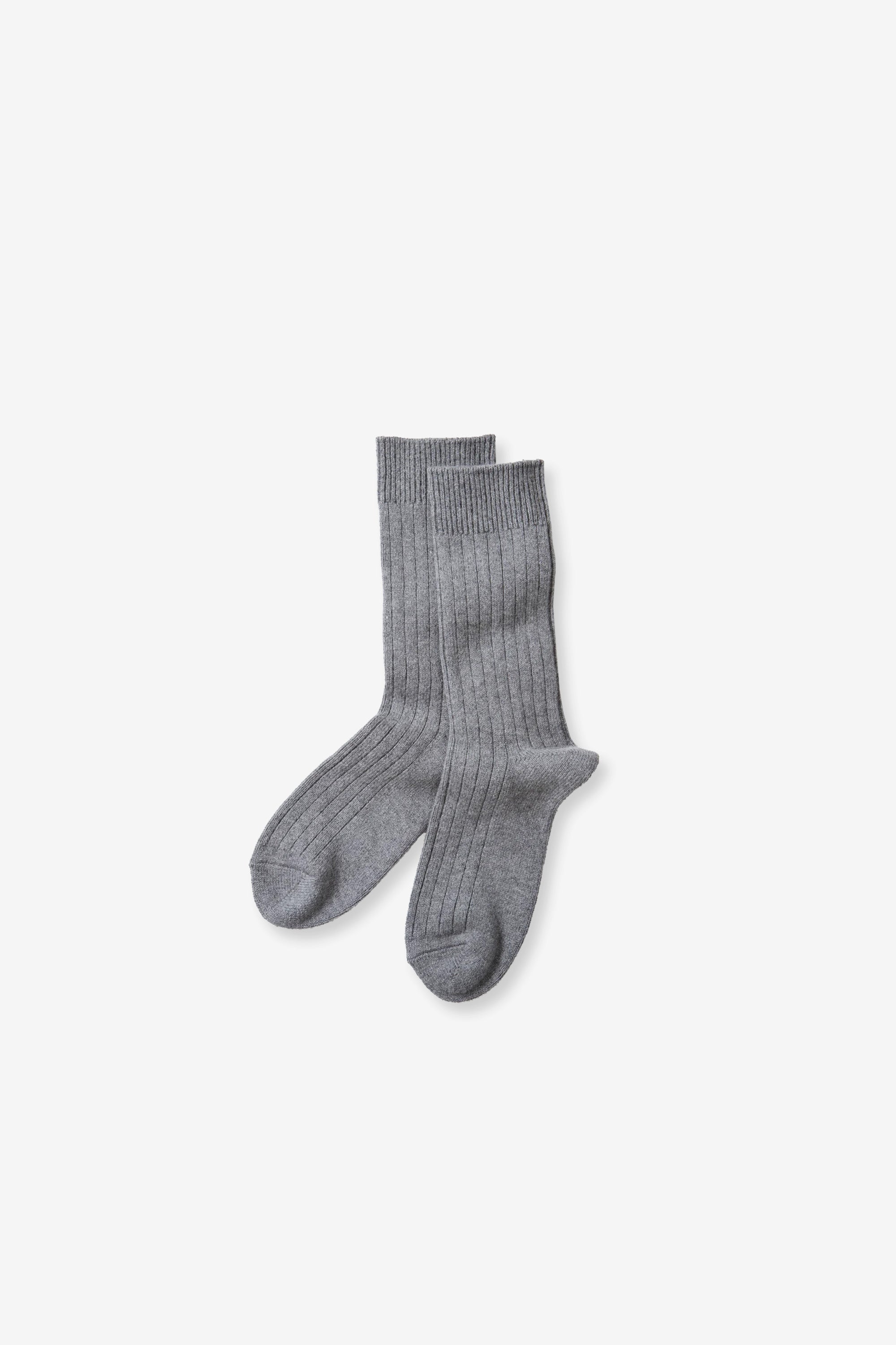 Cotton Wool Ribbed Crew Socks Gray