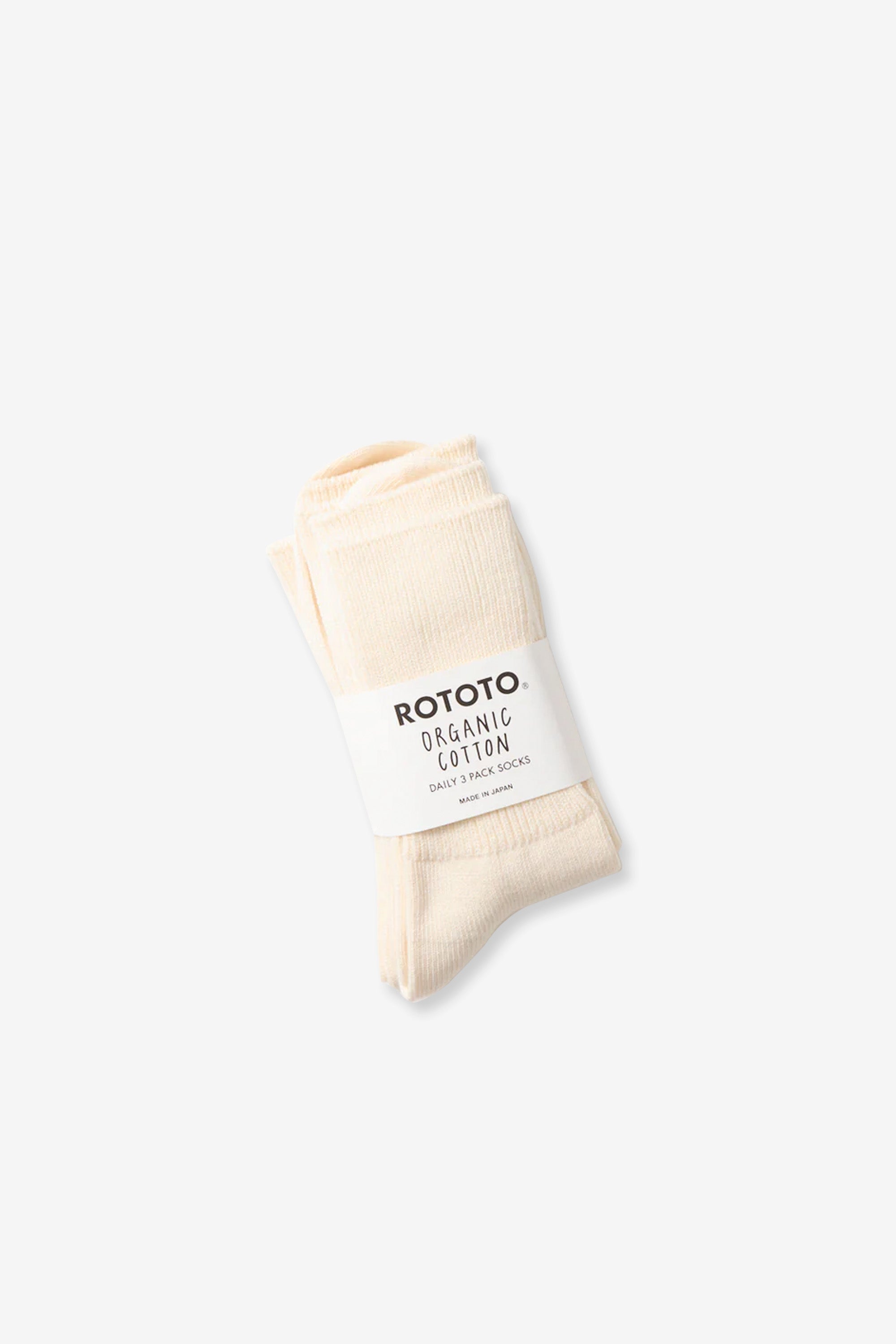 Organic Daily 3 Pack Ribbed Crew Socks Ivory
