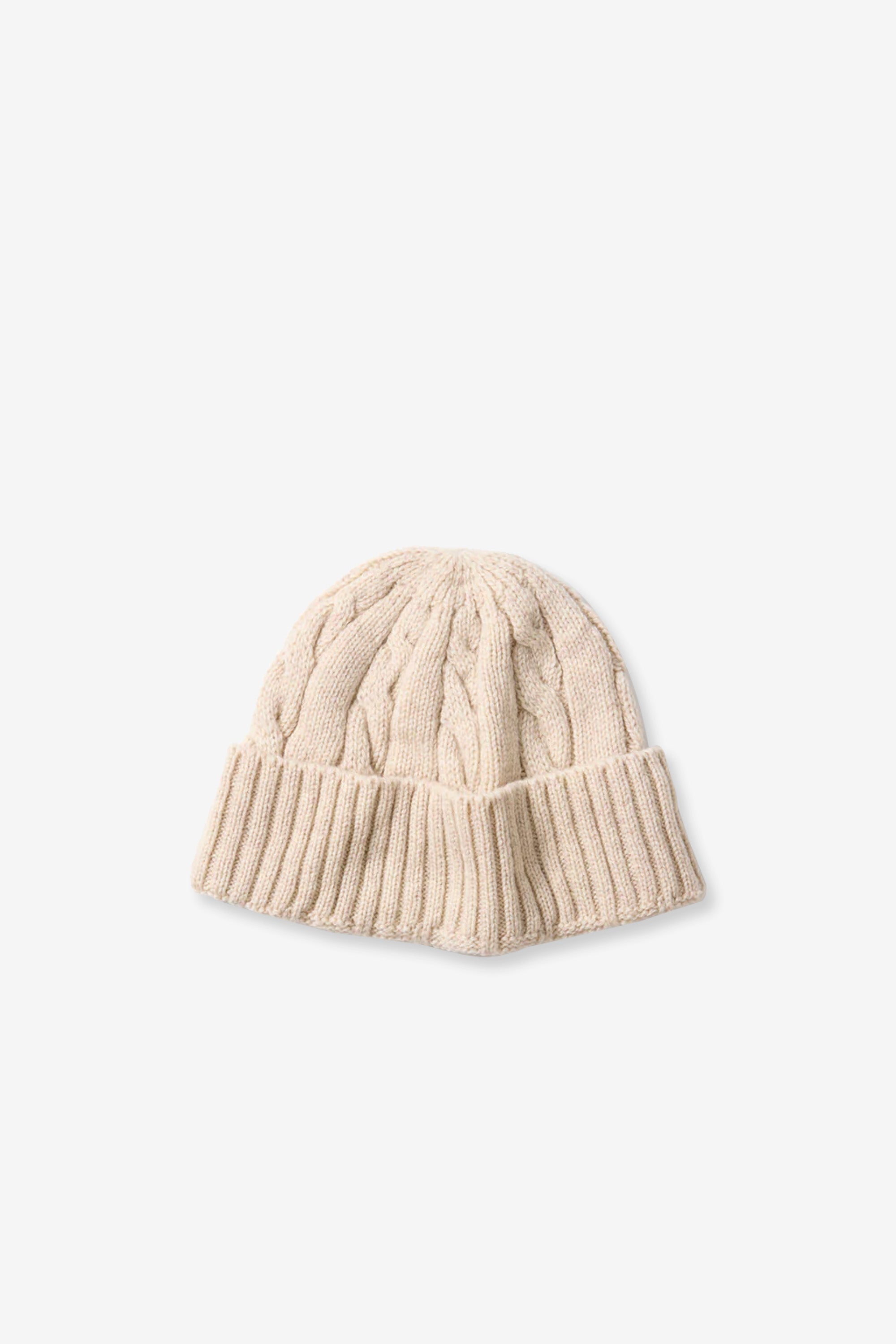 Washable Merino Cable Watch Cap Ecru