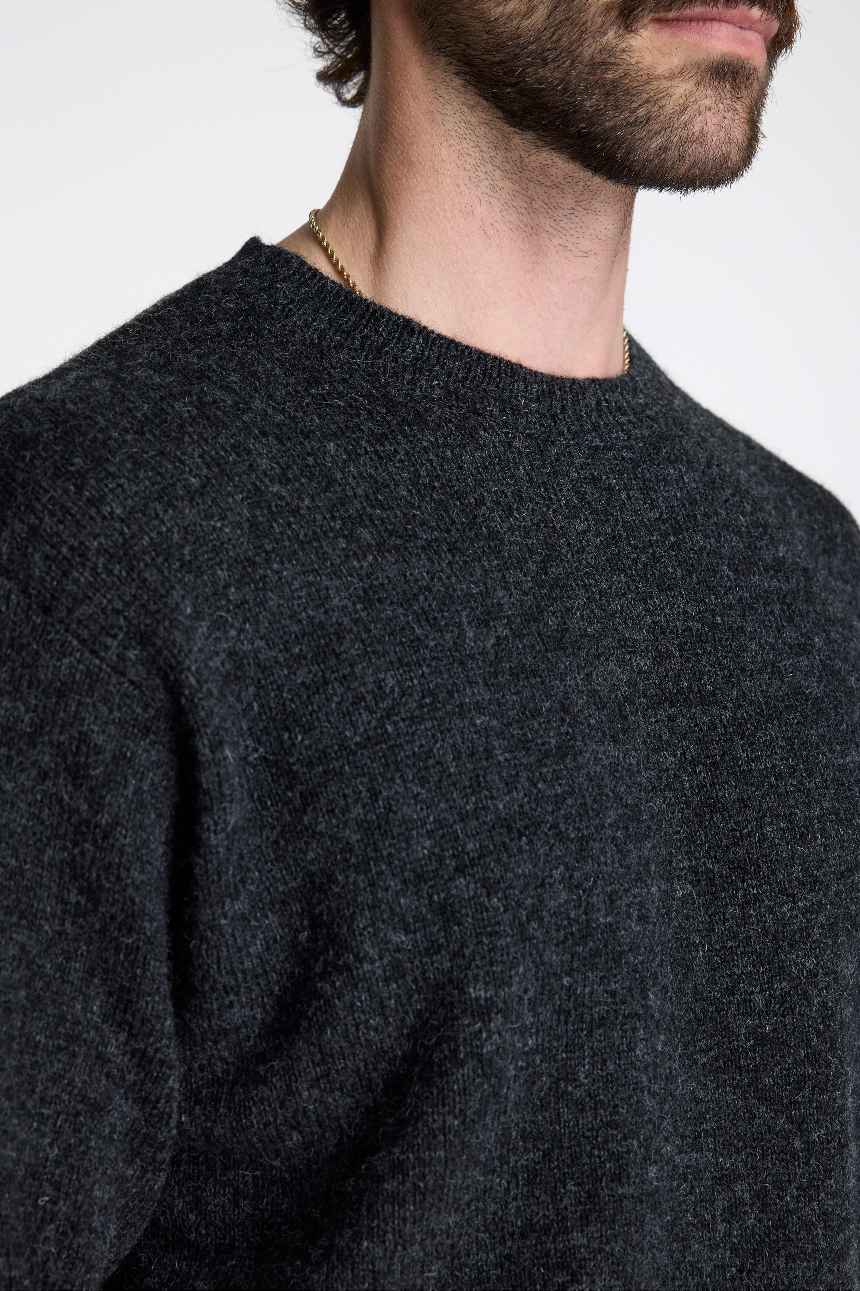 Shetland Wool Crew Black Heather