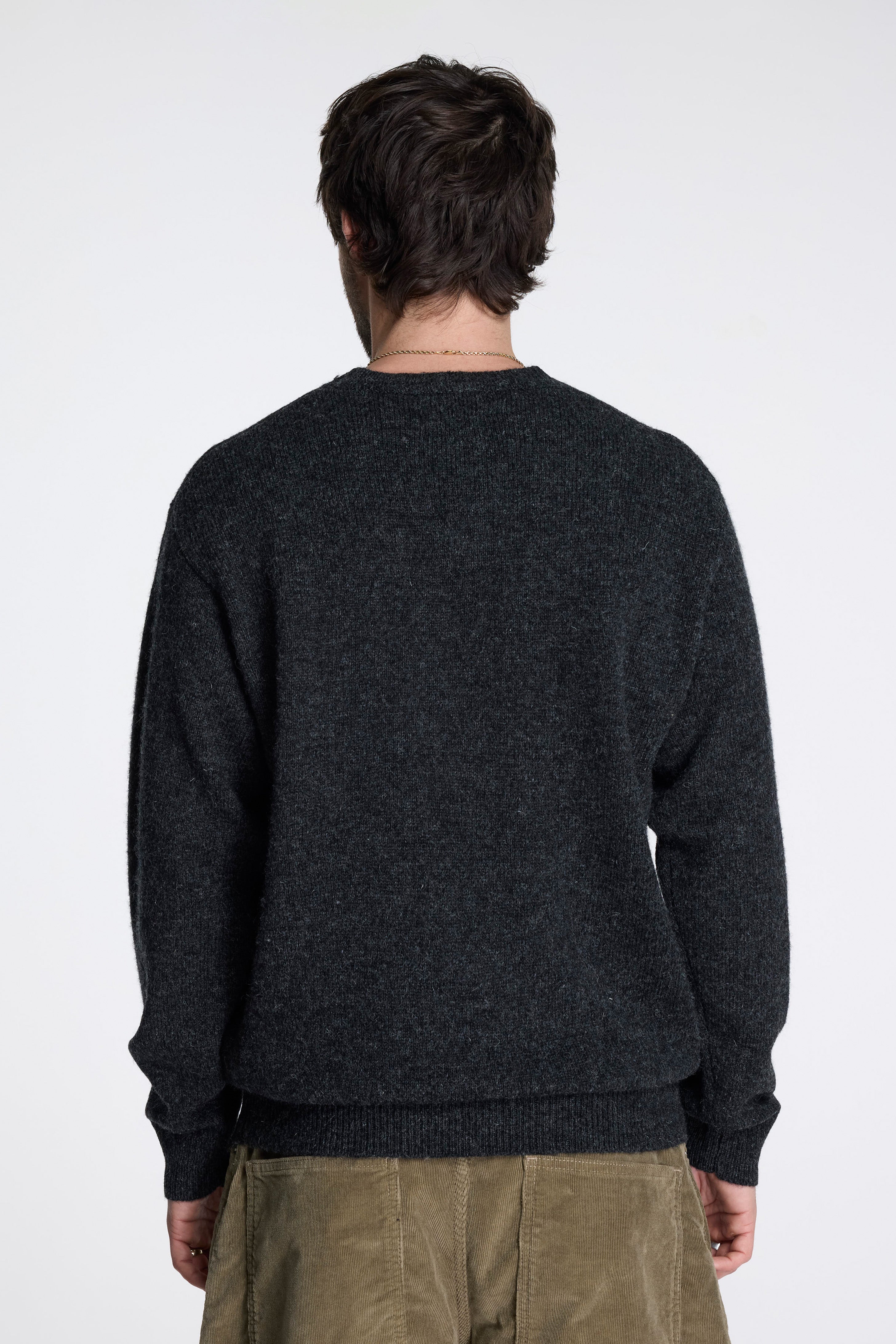 Shetland Wool Crew Black Heather