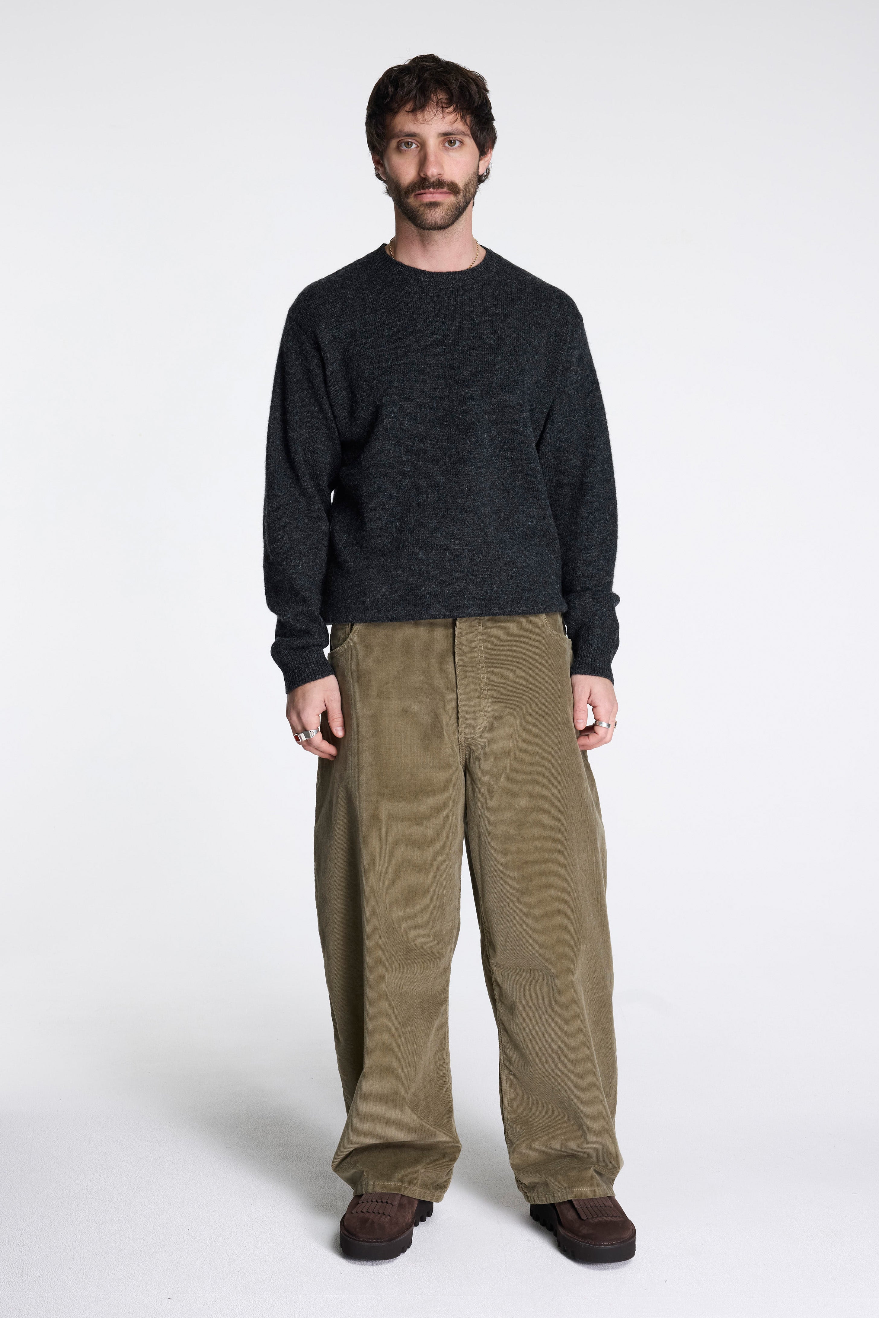 Shetland Wool Crew Black Heather