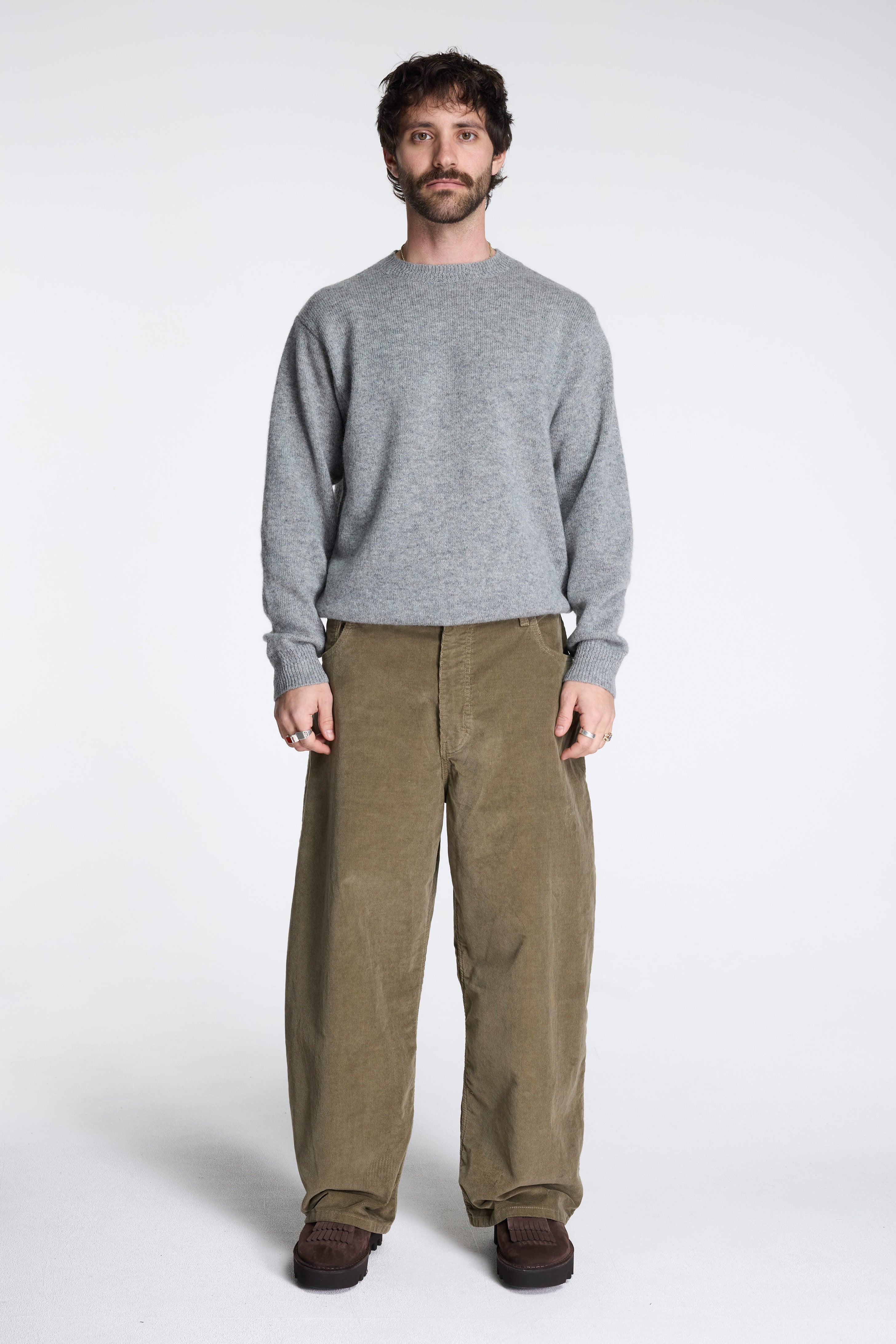 Shetland Wool Crew Light Grey Heather