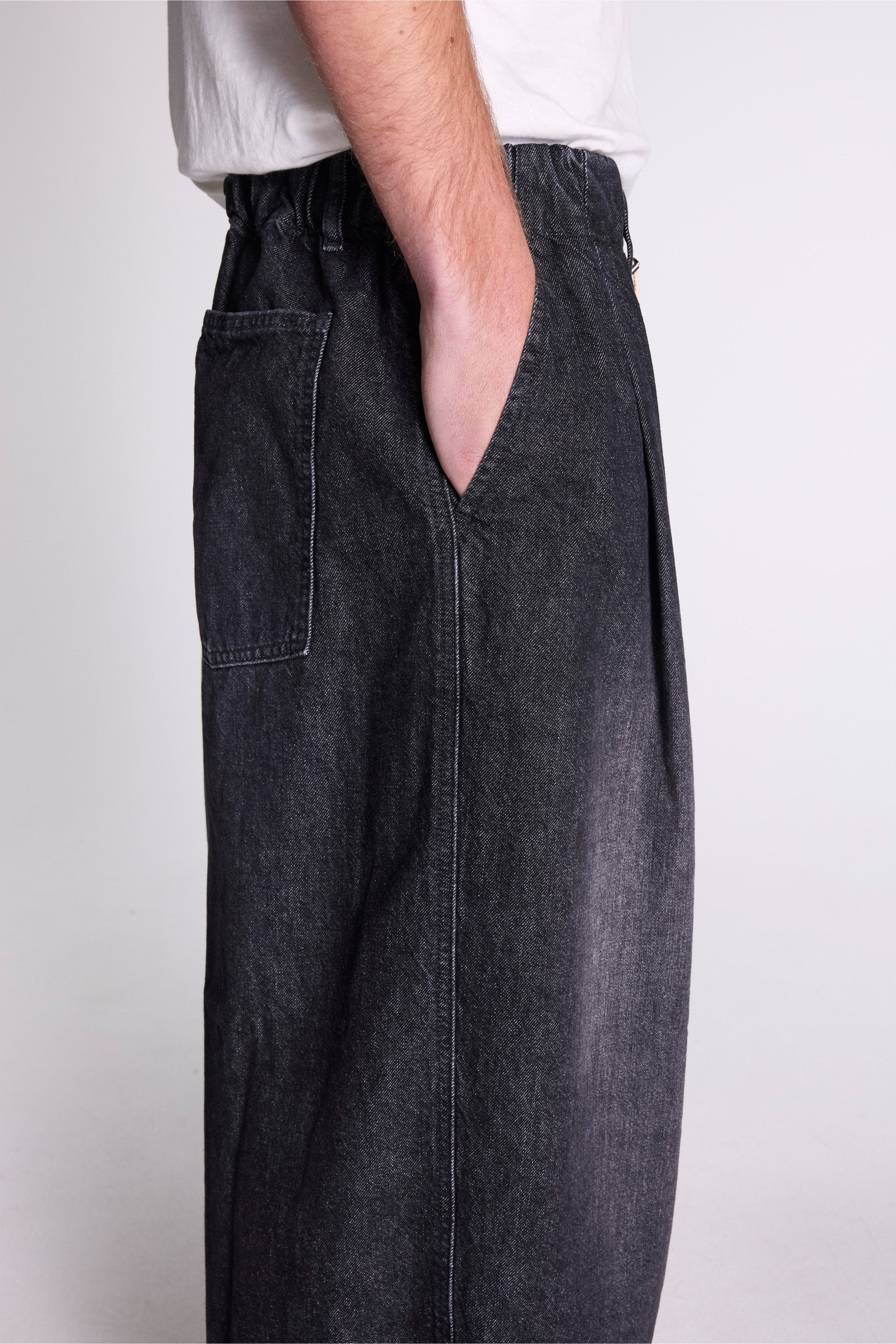 Circular Pants Black Denim One Wash