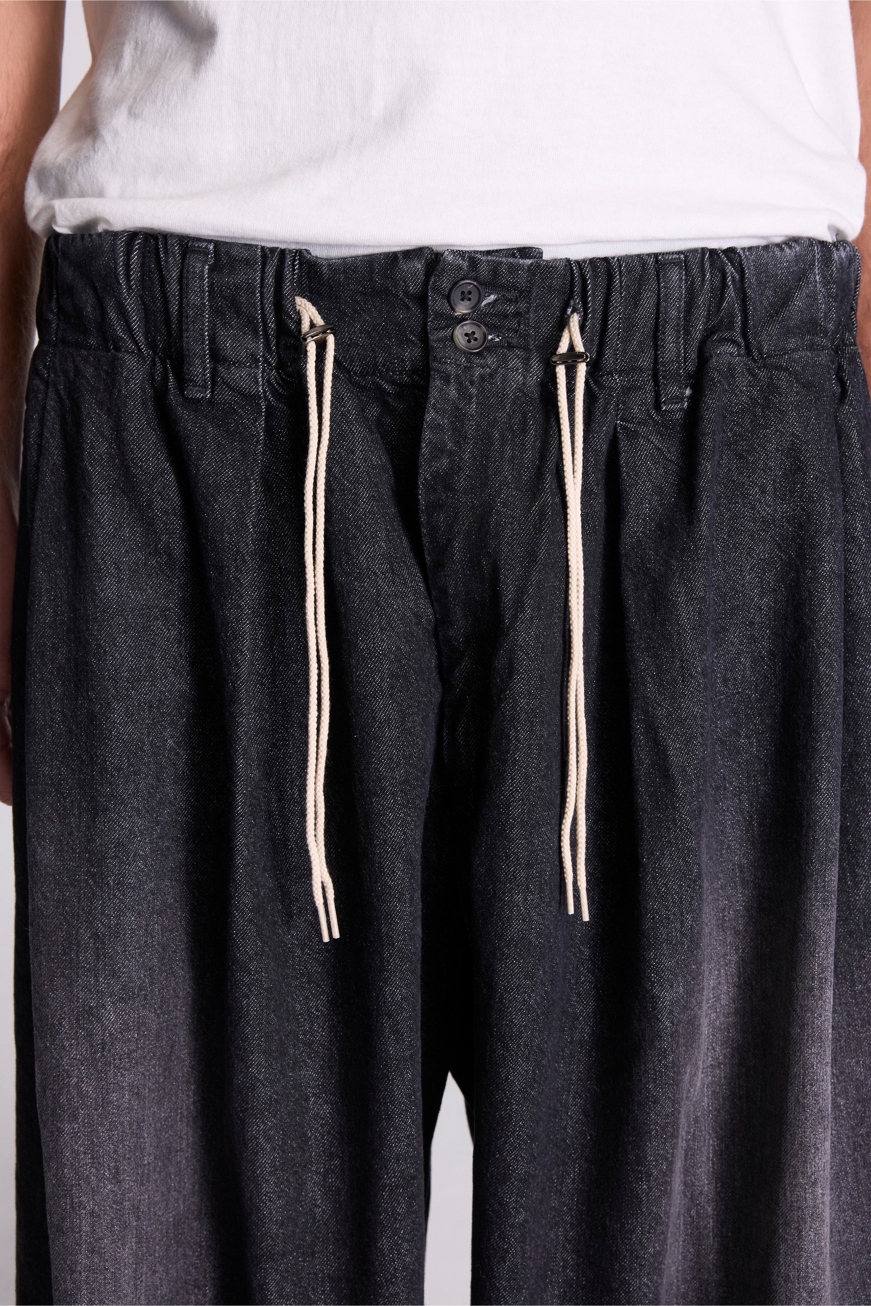 Circular Pants Black Denim One Wash