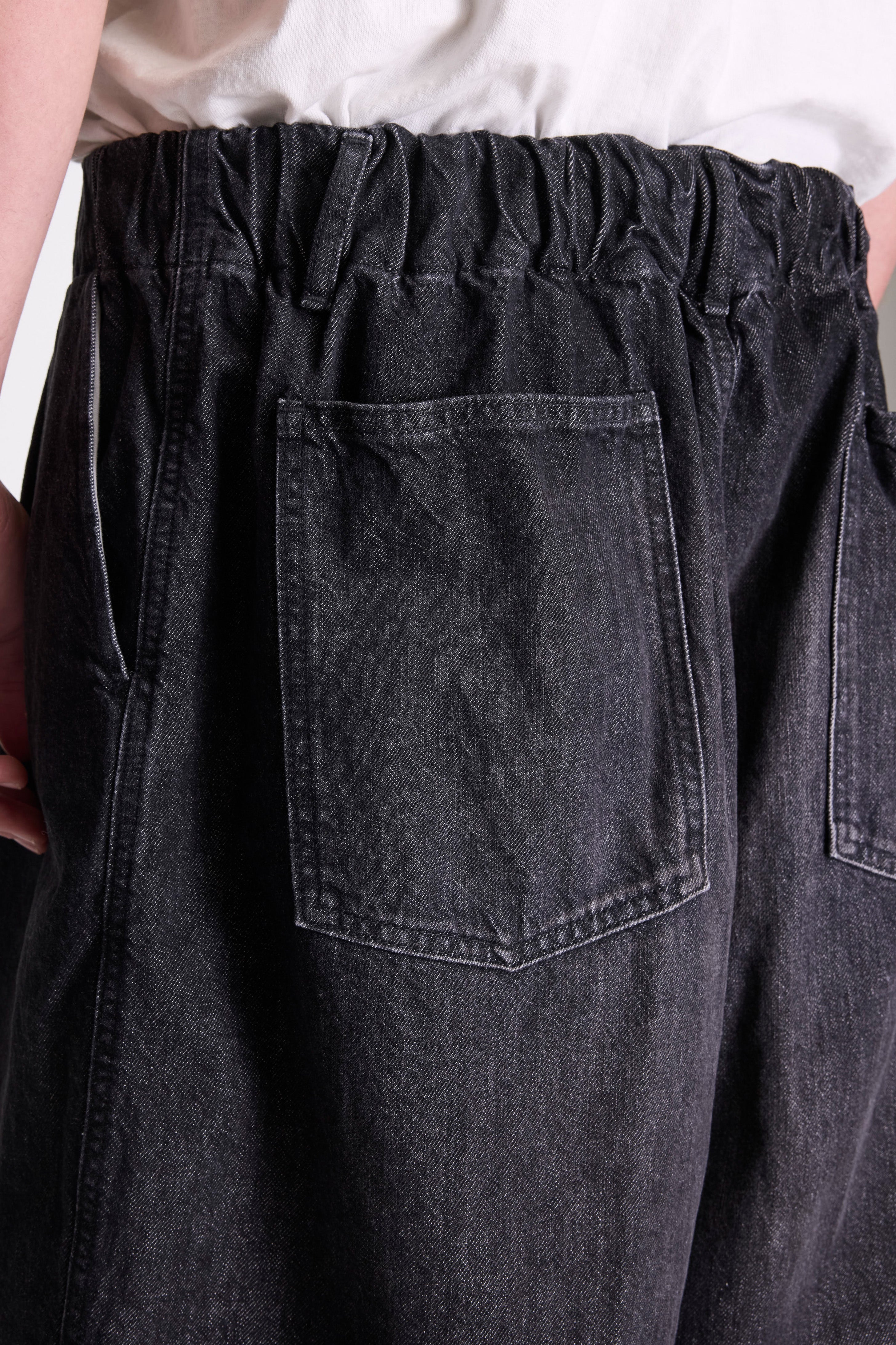 Circular Shorts Black Denim One Wash