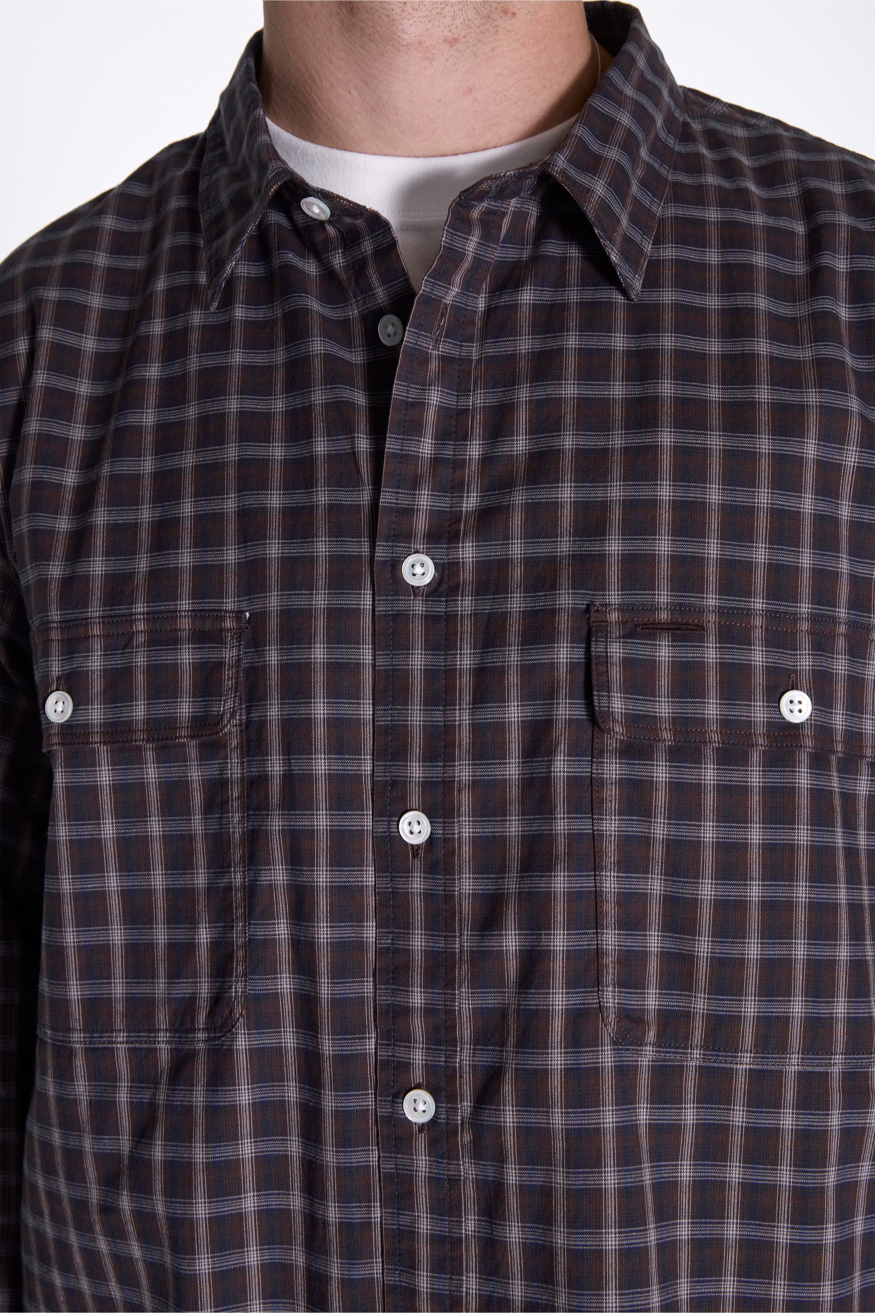 Organic Cotton Ombre Check Shirt Brown Check