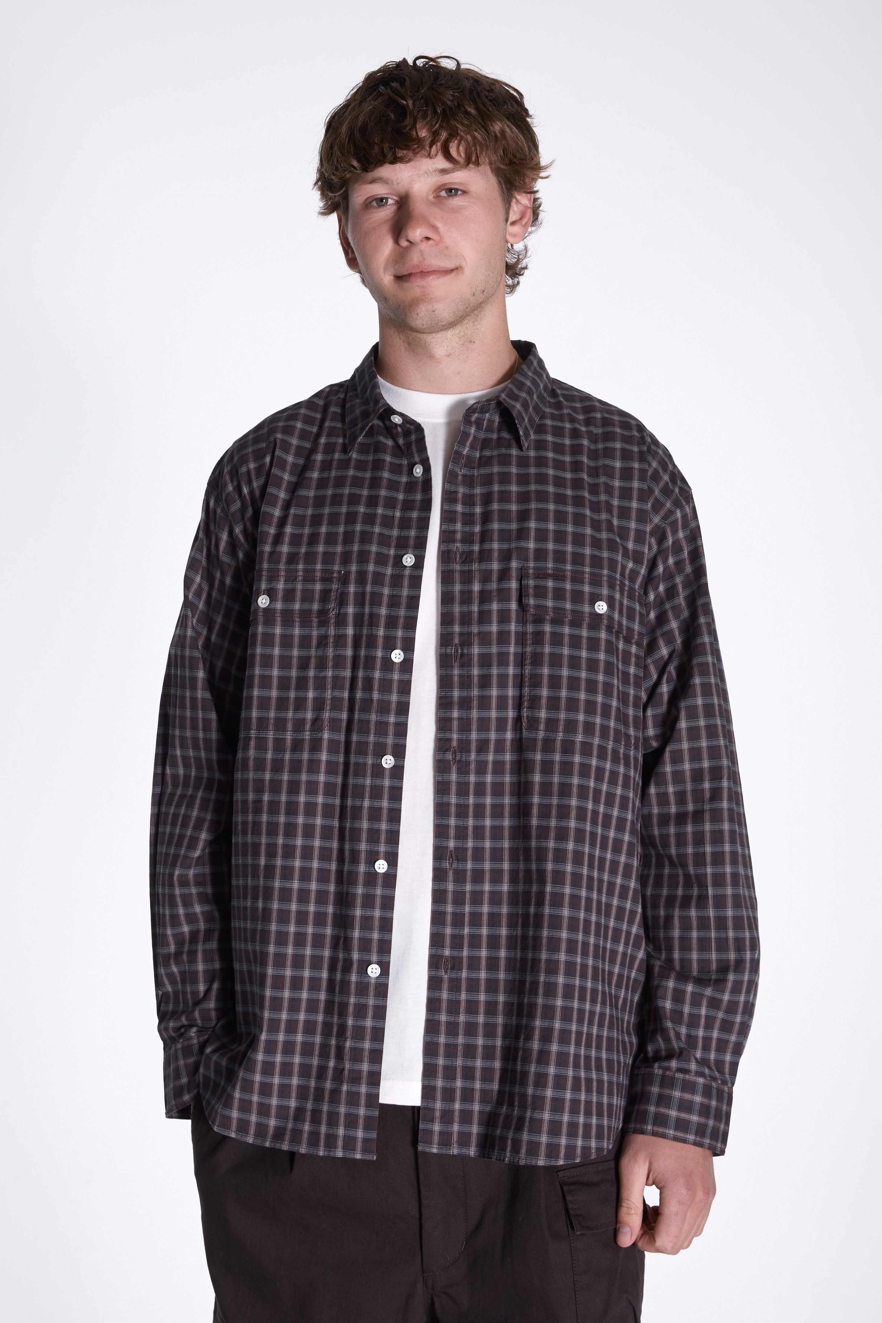 Organic Cotton Ombre Check Shirt Brown Check