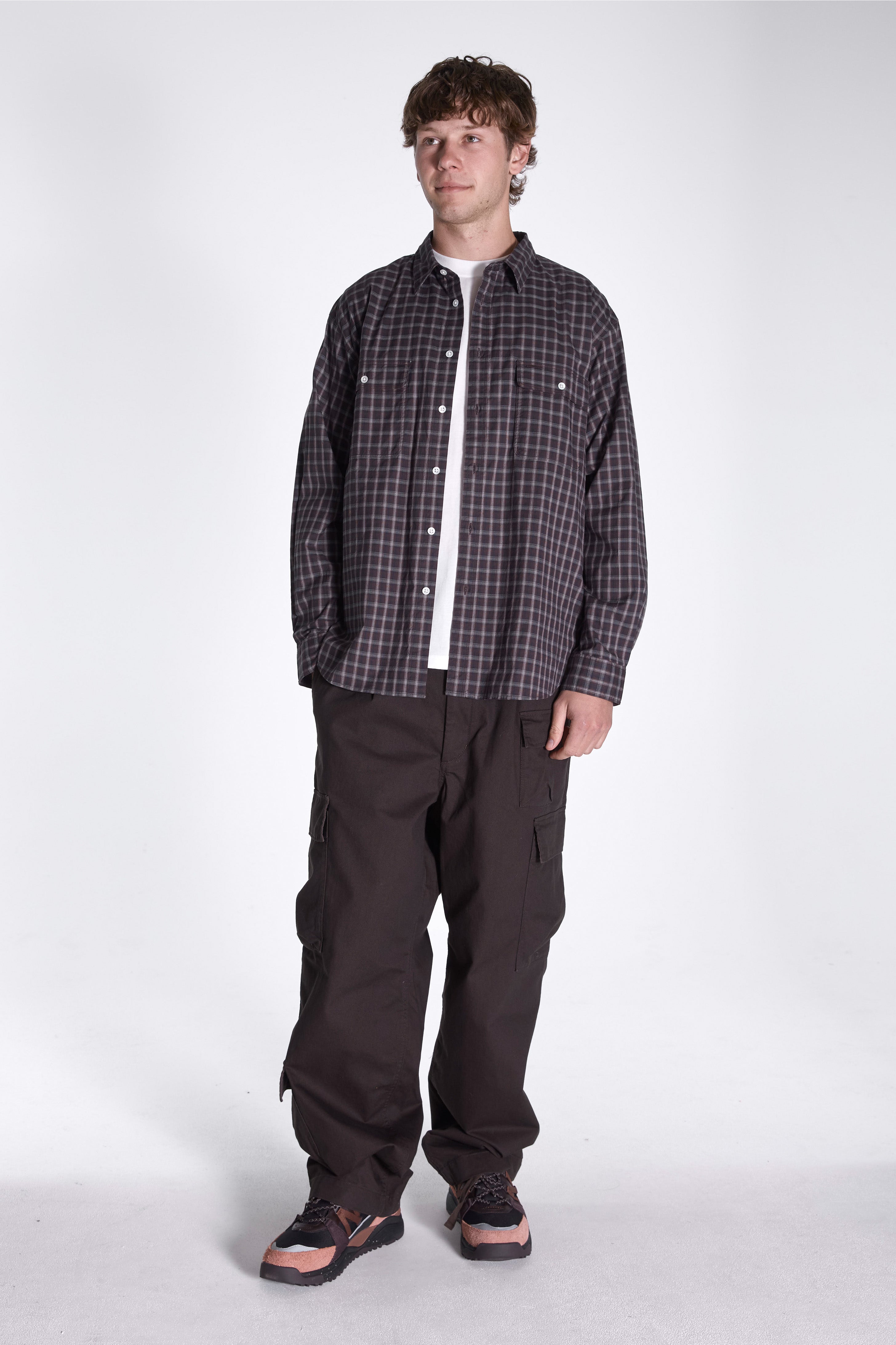 Organic Cotton Ombre Check Shirt Brown Check