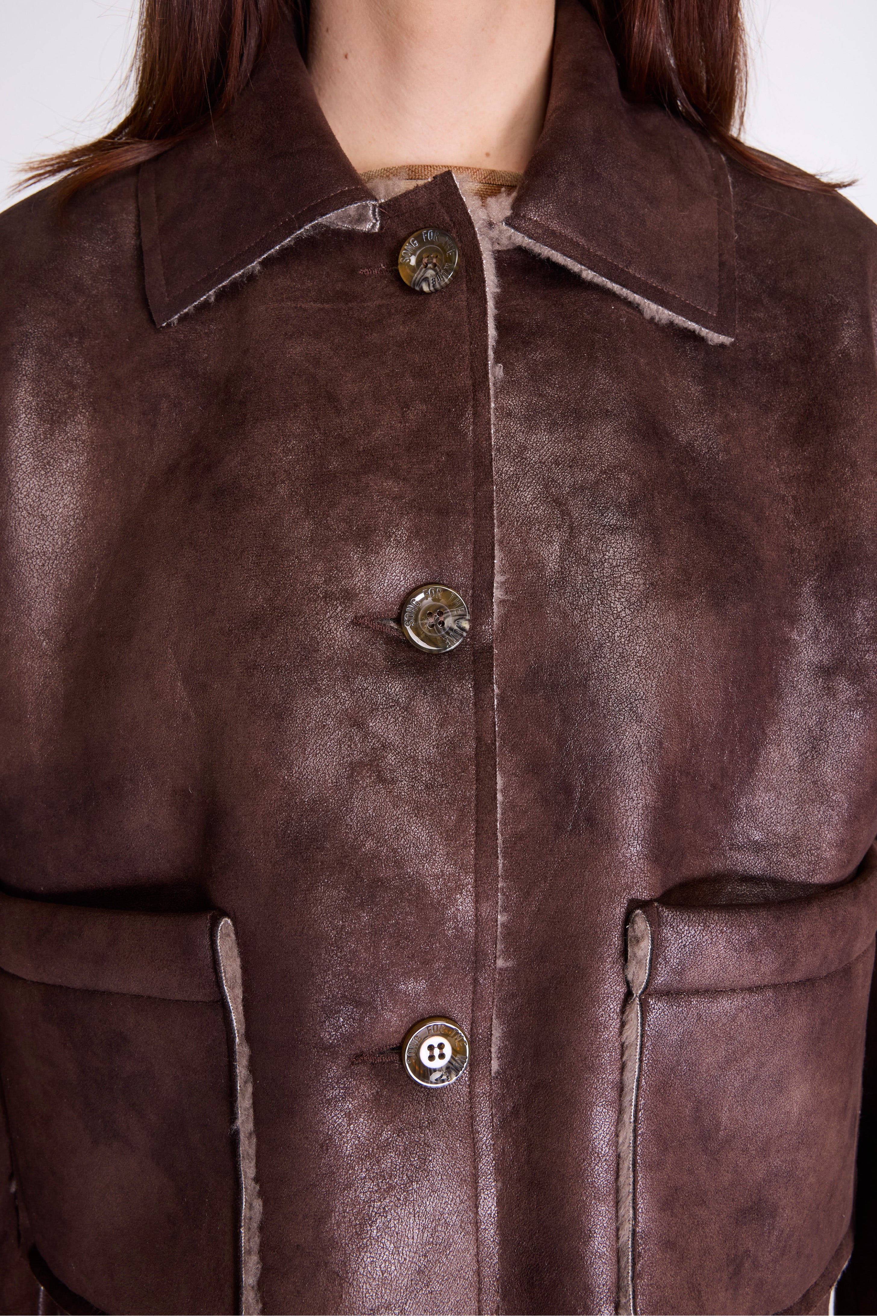 Button Up Patch Pocket Jacket Brown