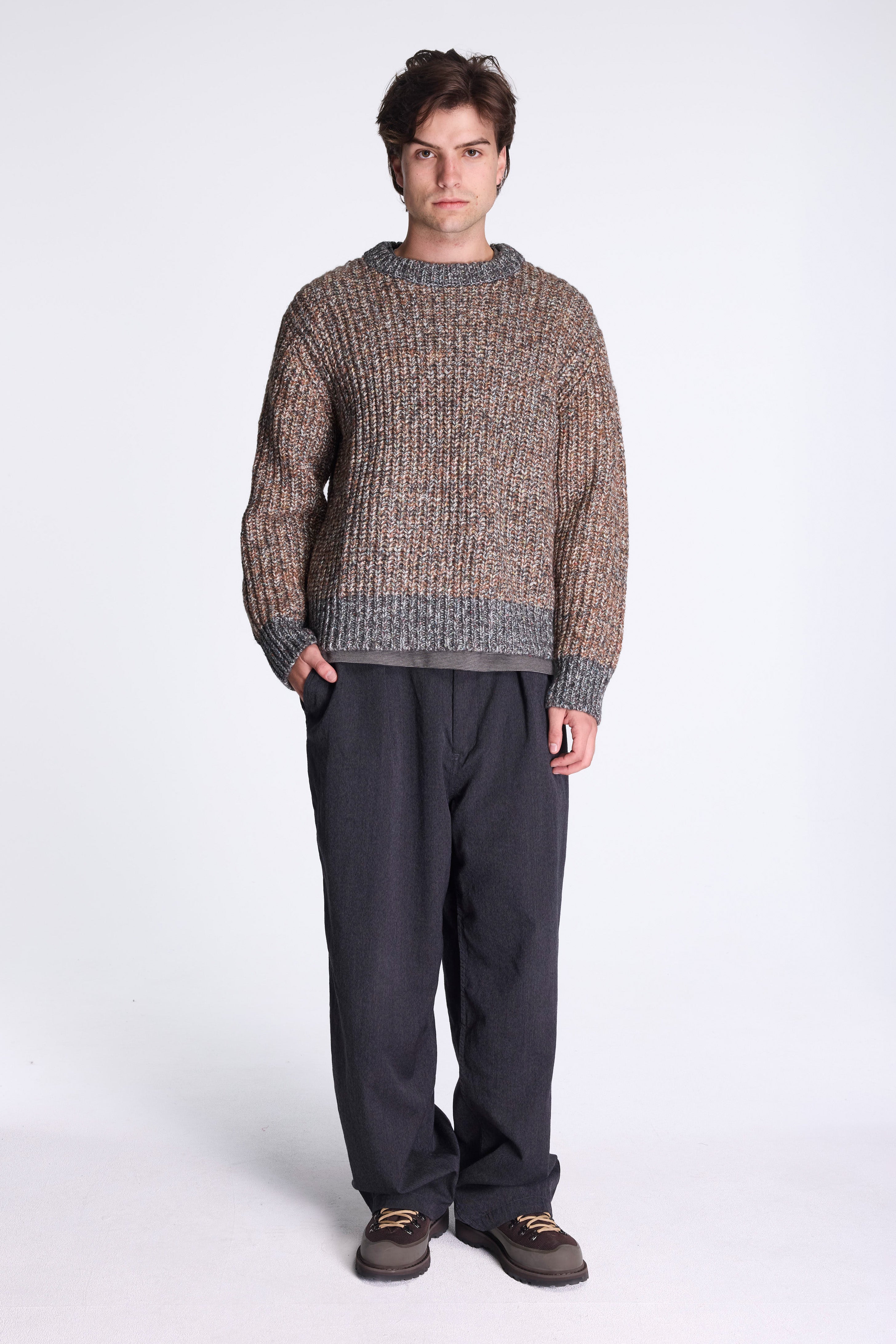 Cable Oversized Sweater Melange Taupe