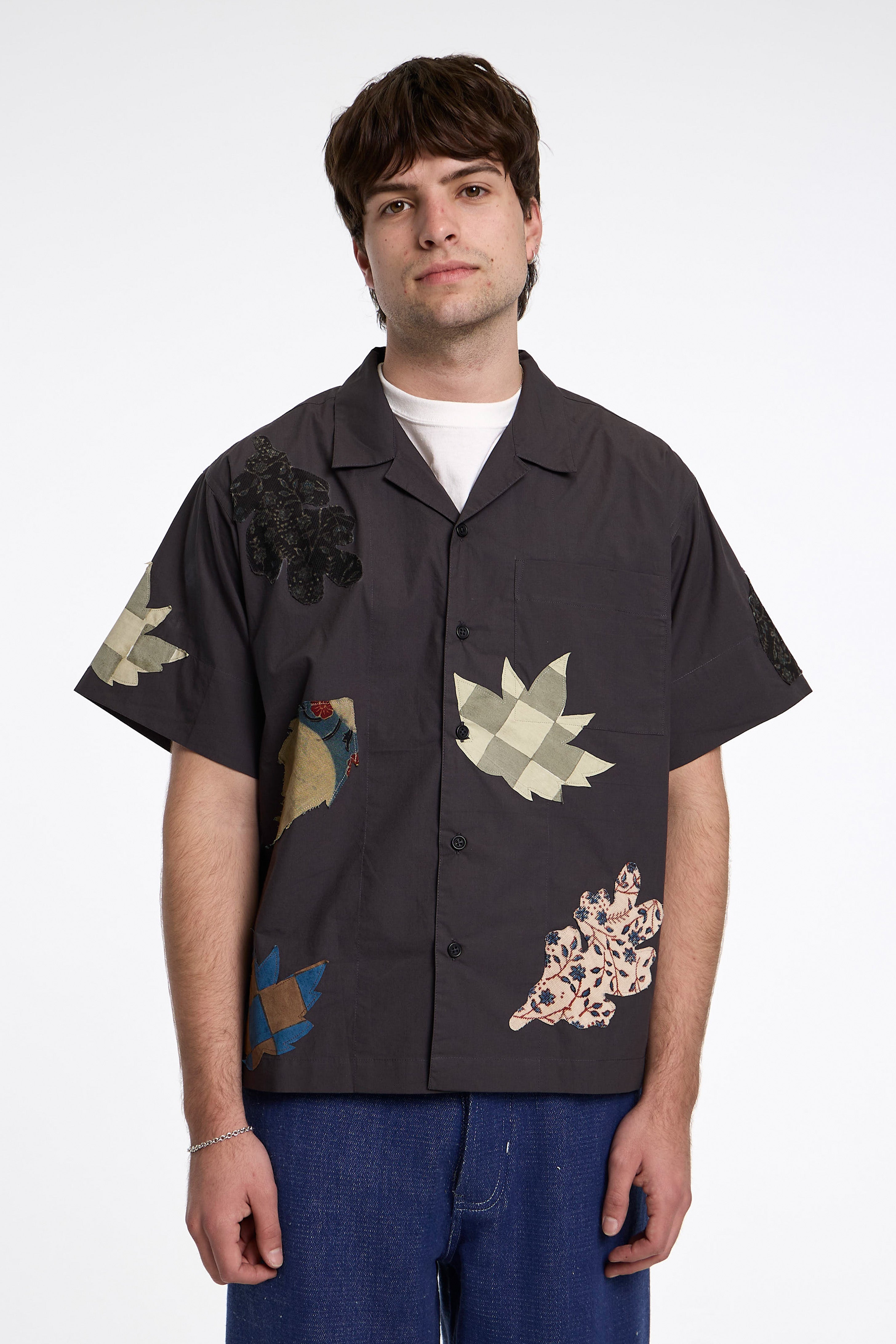 Greetings Shirt Charcoal Leaf Scatter