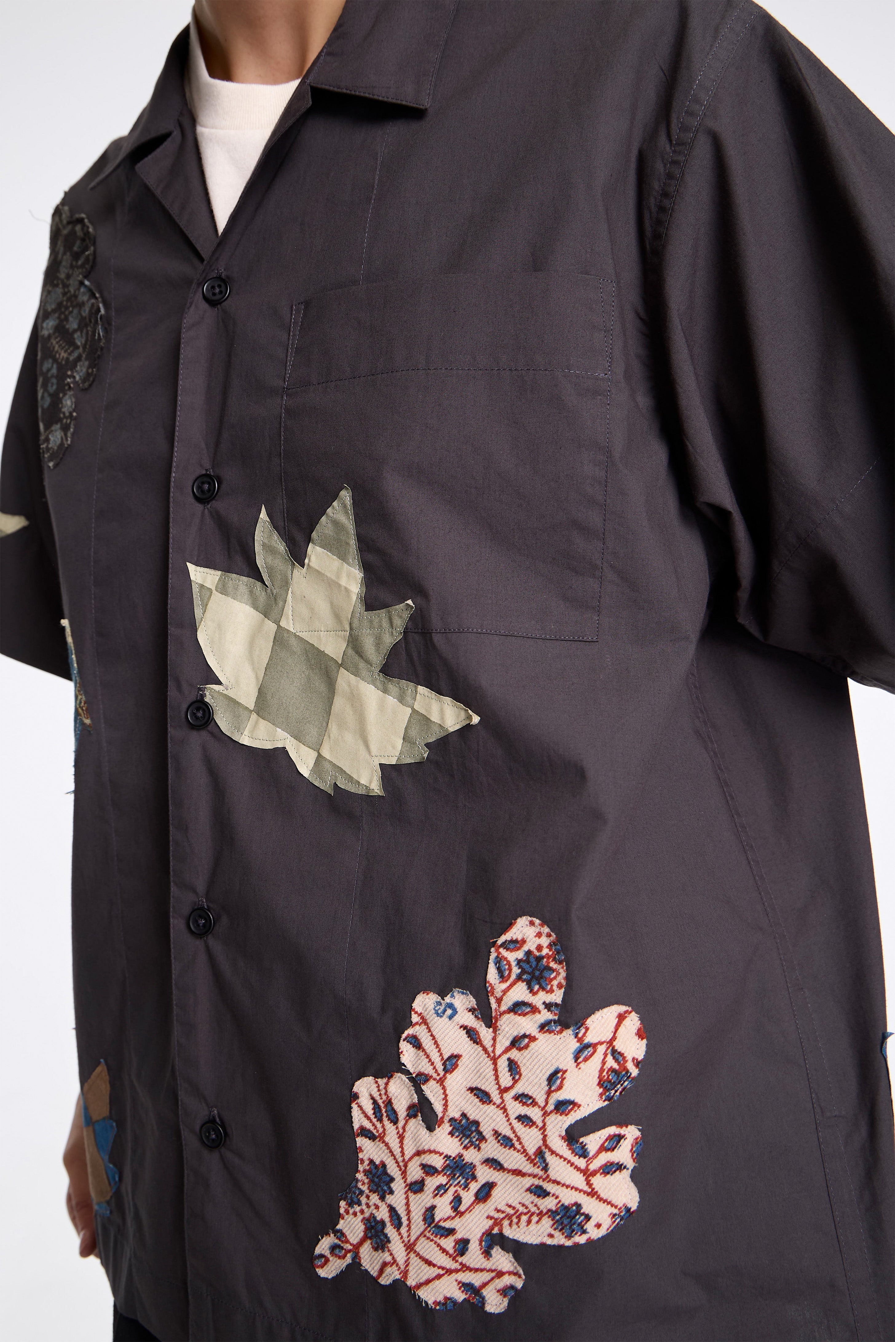 Greetings Shirt Charcoal Leaf Scatter