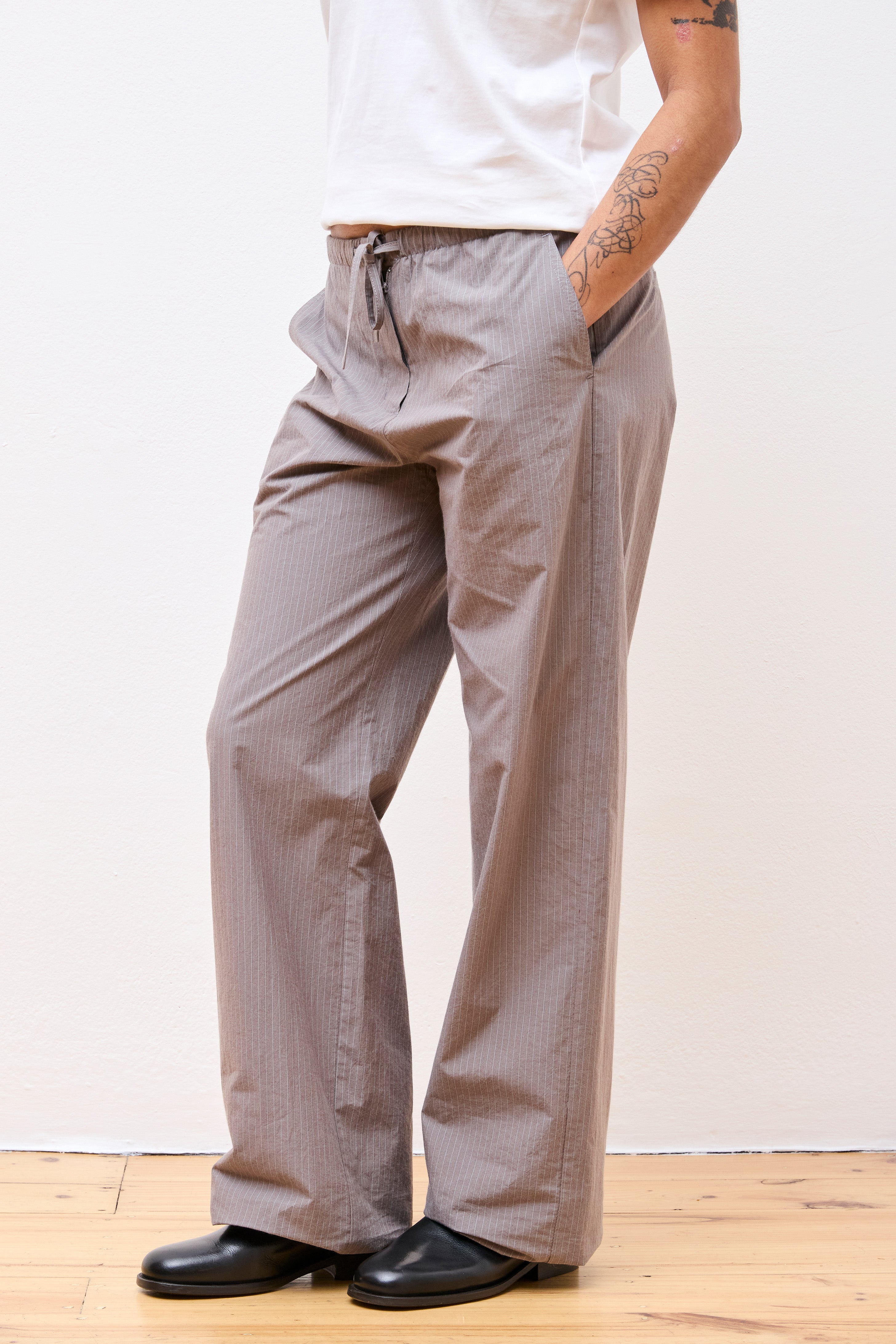 Stripe Banding Pants Grey