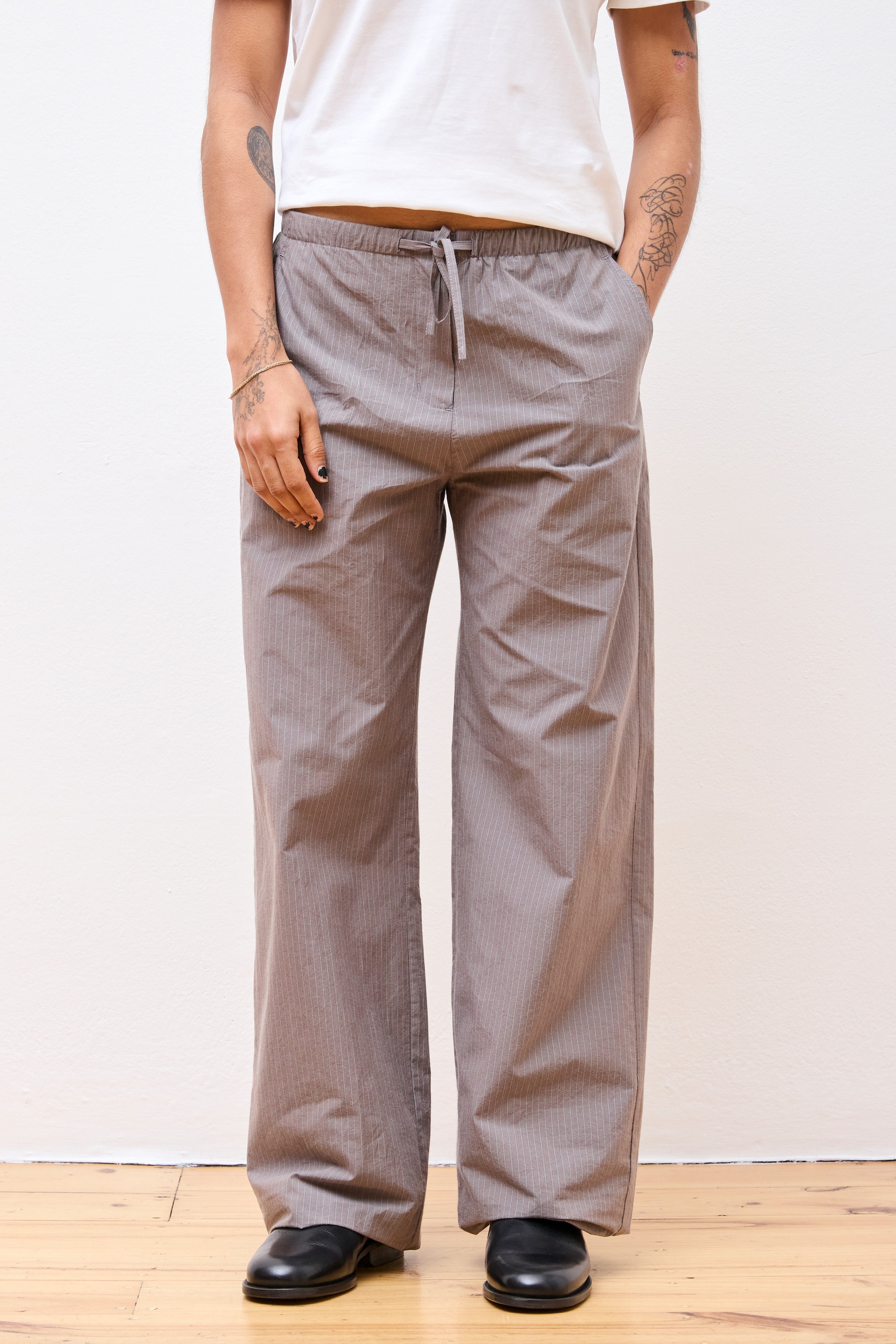 Stripe Banding Pants Grey