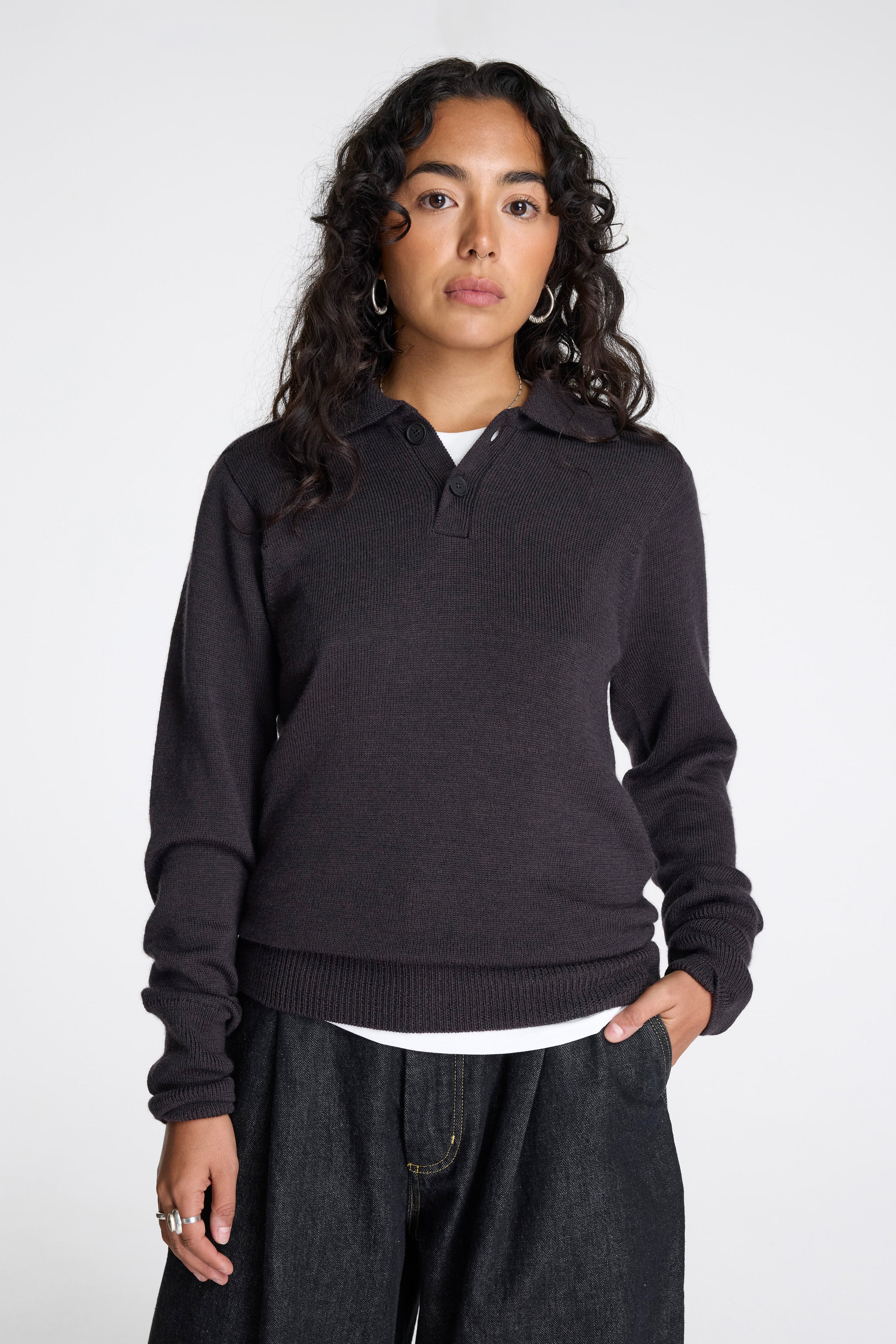 Sark Extrafine Merino Polo Walnut