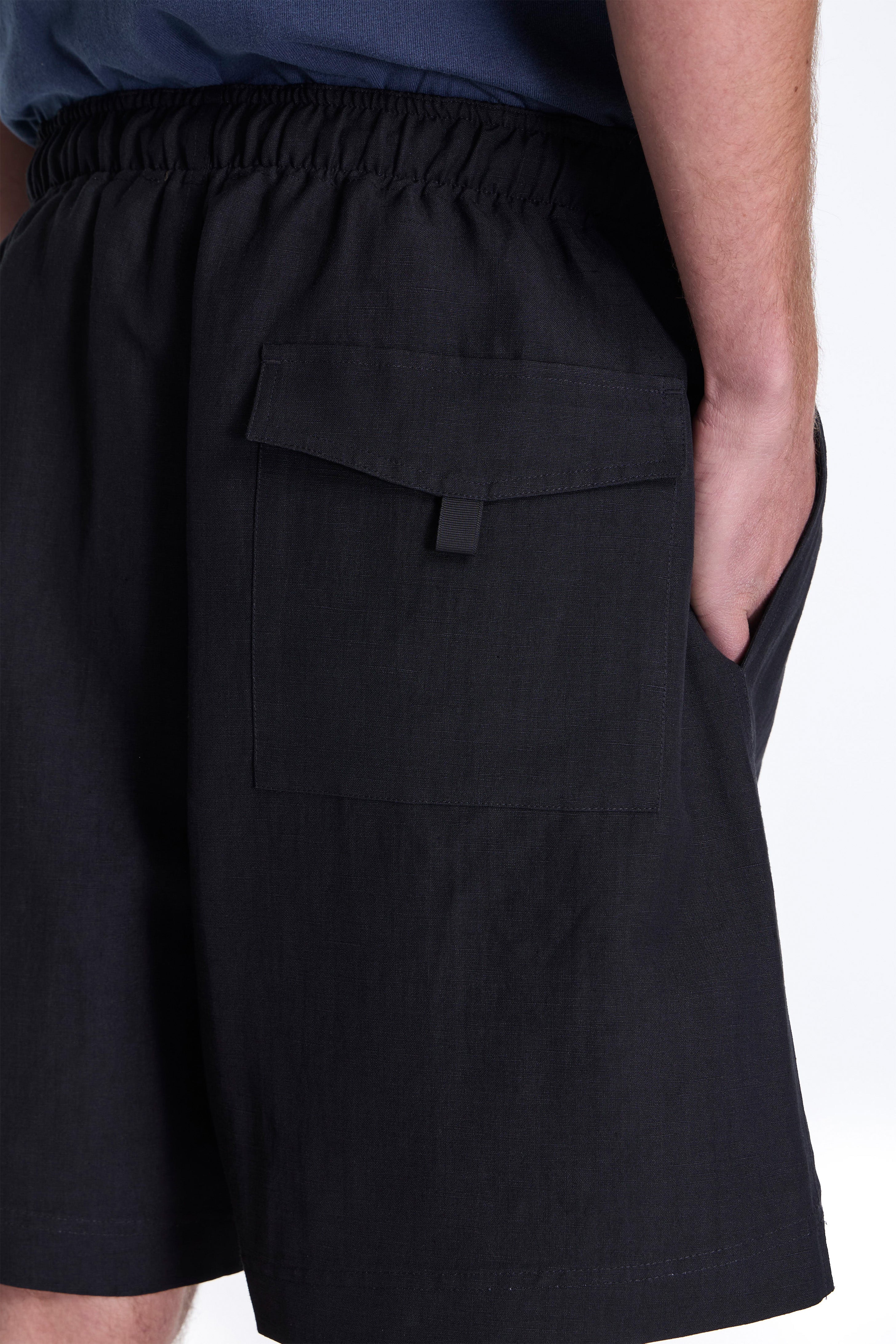 Starboard Wool Linen Shorts Darkest Navy