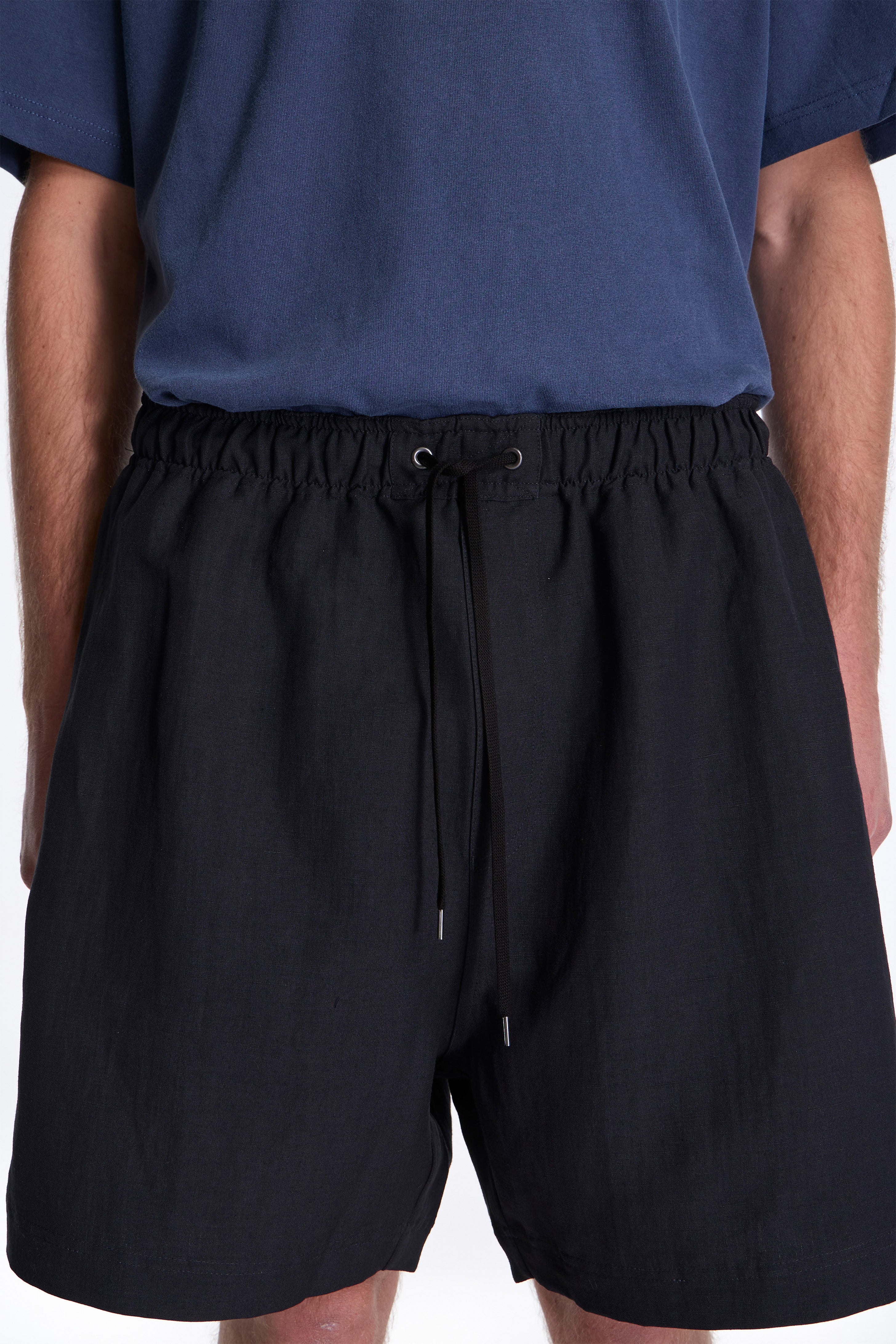 Starboard Wool Linen Shorts Darkest Navy
